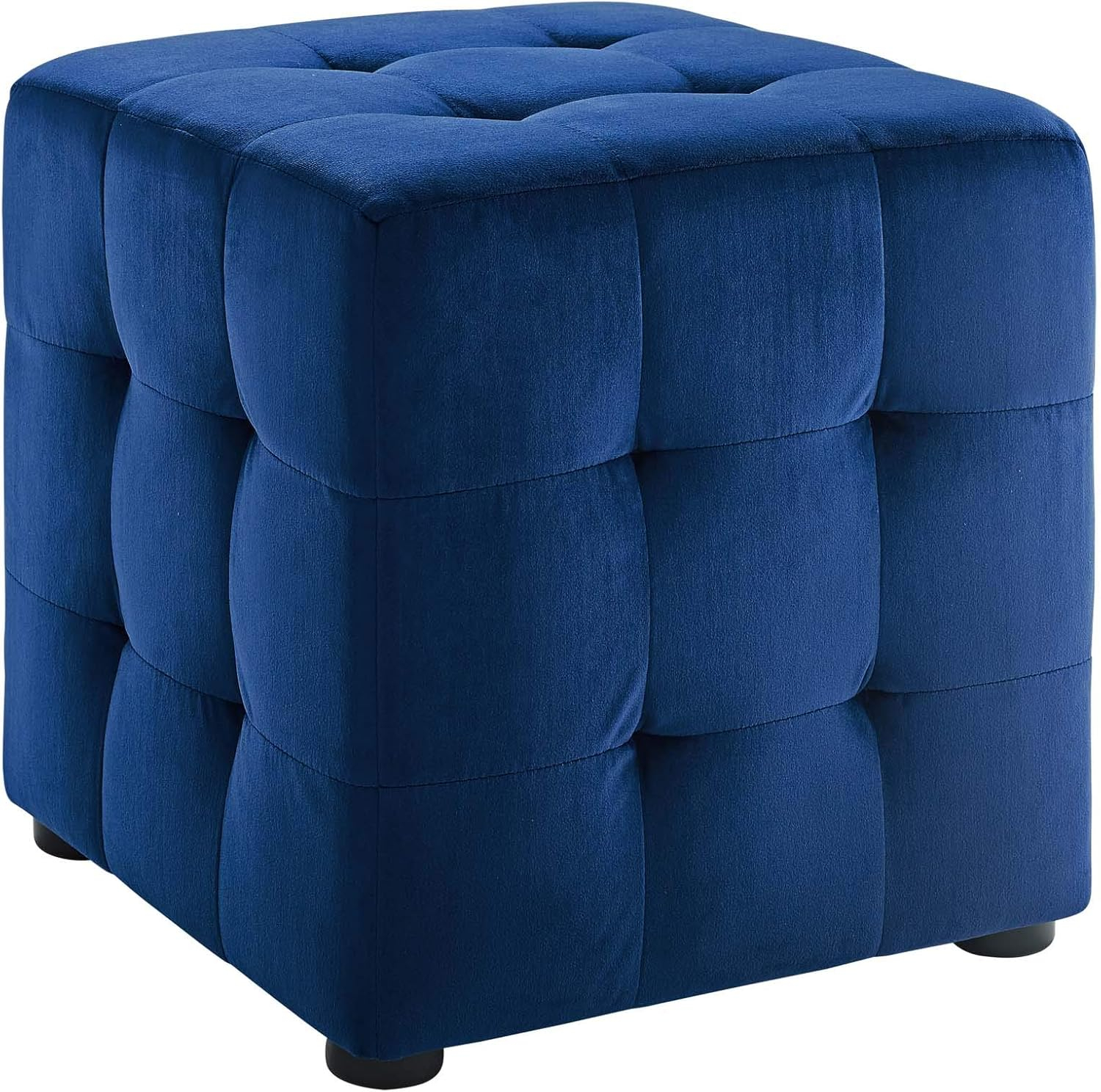 Contour Cube Velvet Ottoman Navy