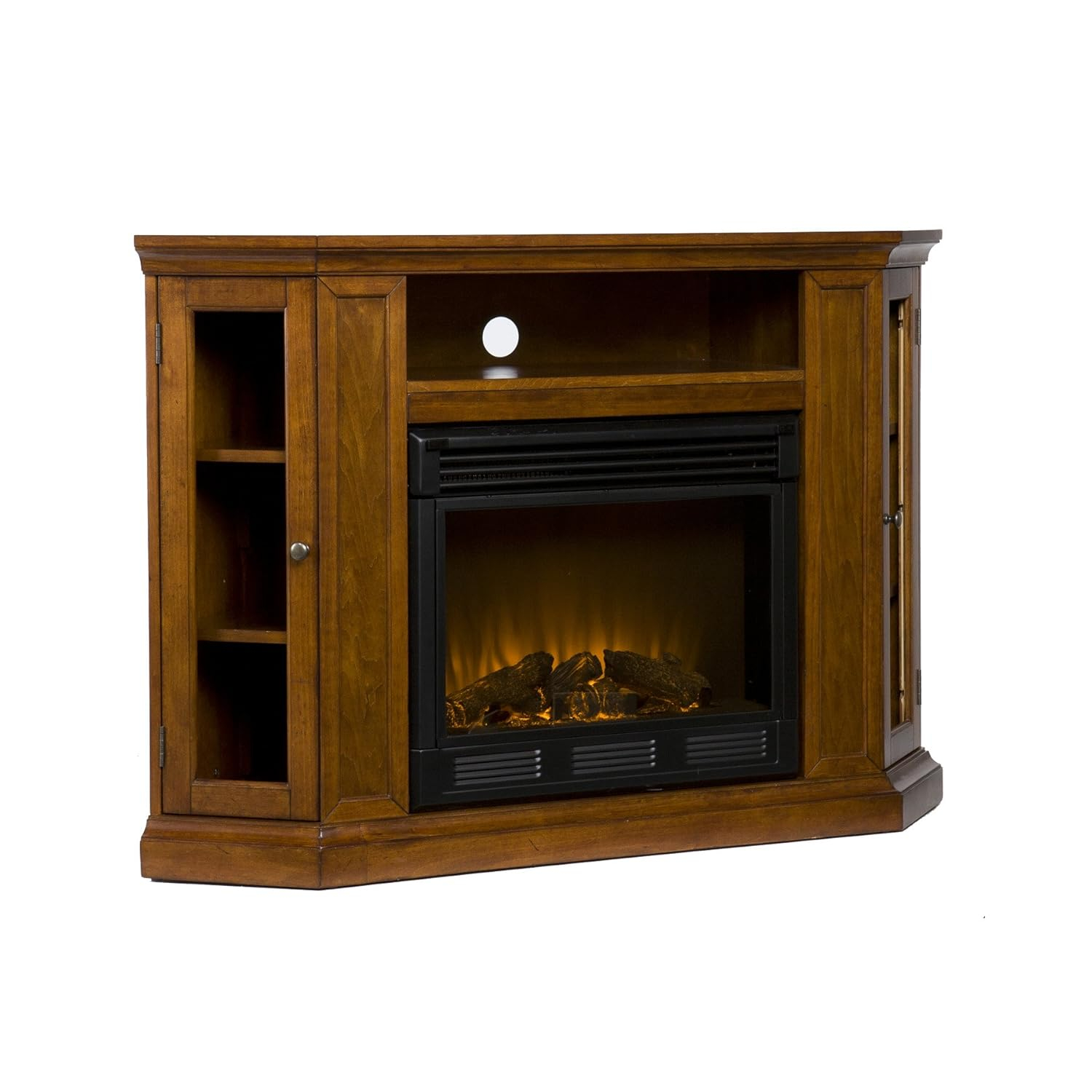 SEI Furniture Ponoma Convertible Media Electric Fireplace in Mahogany