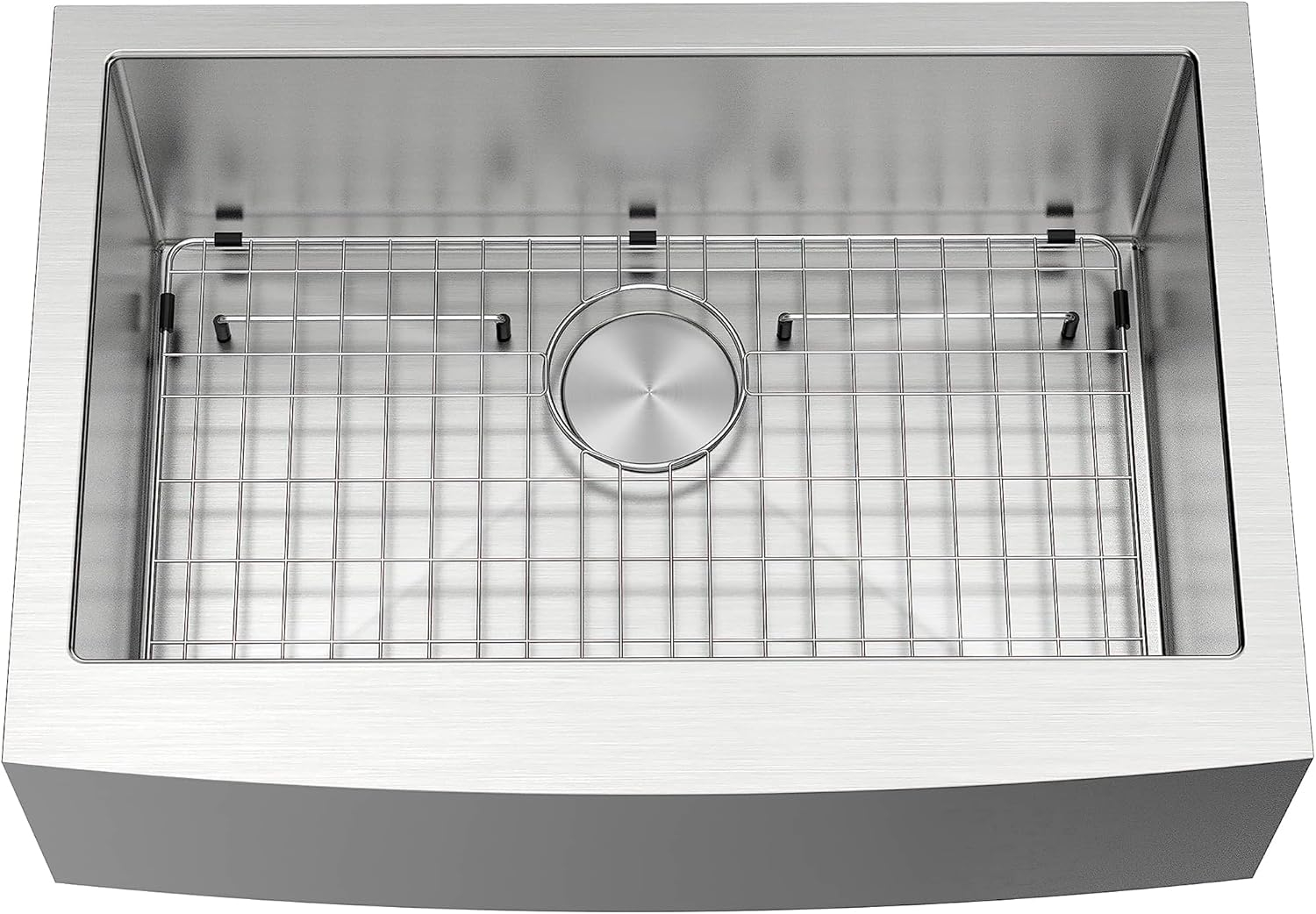 Prato 30 in. Single Bowl Farmhouse Curved Apron Front Stainless Steel Kitchen Sink 16-Gauge