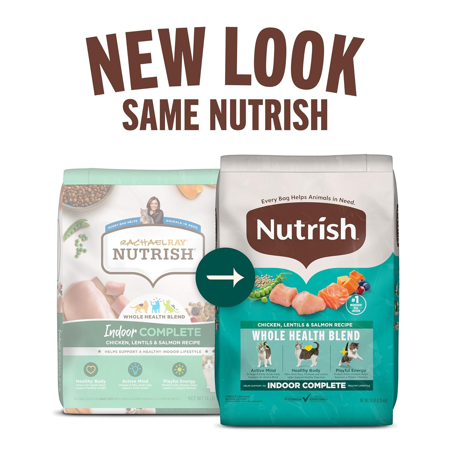 Nutrish Indoor Complete Chicken, Lentils & Salmon Recipe Dry Cat Food (Rachael Ray), 3 lb. Bag