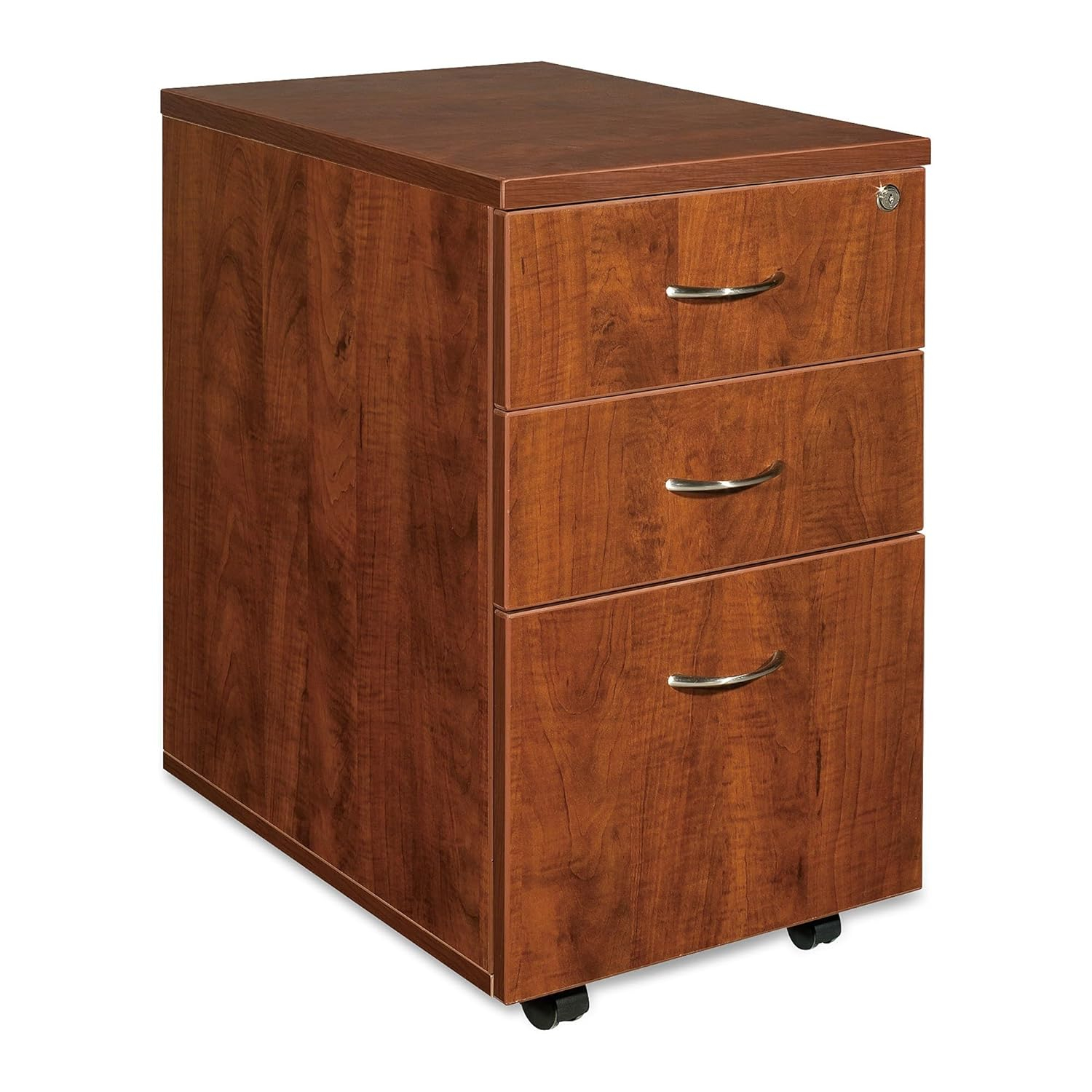 3 Drawers Vertical Wood Composite Lockable Filing Cabinet, Cherry