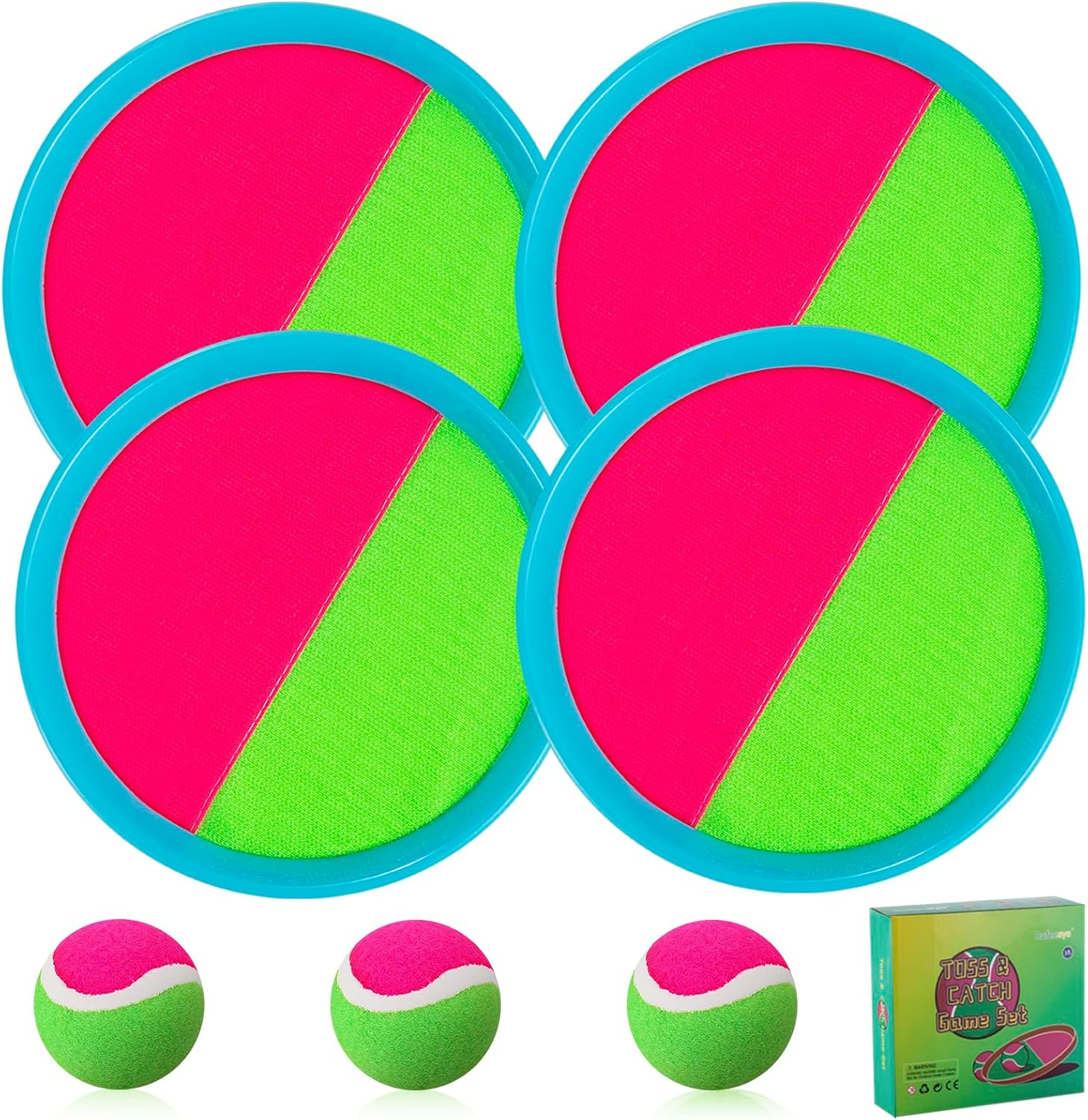 Outdoor Games for Kids - Outside Toys for Kids Ages 4-8, Toss and Catch Ball Set, with 4 Paddles 4 Balls, and 1 Storage Bag, Yard Games for Kids Boys Girls Christmas Birthday Gifts New Year Gifts