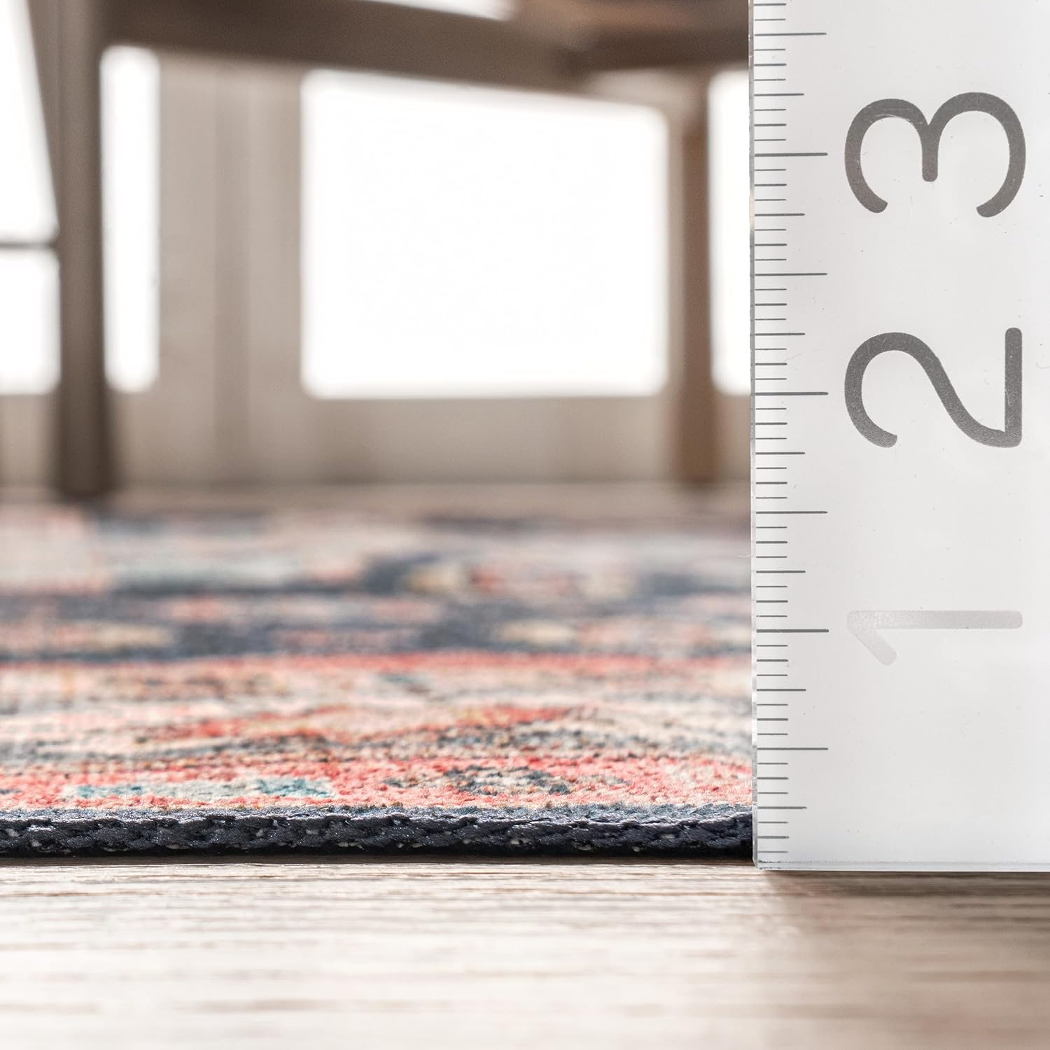 nuLOOM 6' x 9' SpinClean Machine Washable Stain-Resistant Area Rug with Non Slip Backing, Low Profile for Living Room, Bedroom, and Dining Room, Francis Blue
