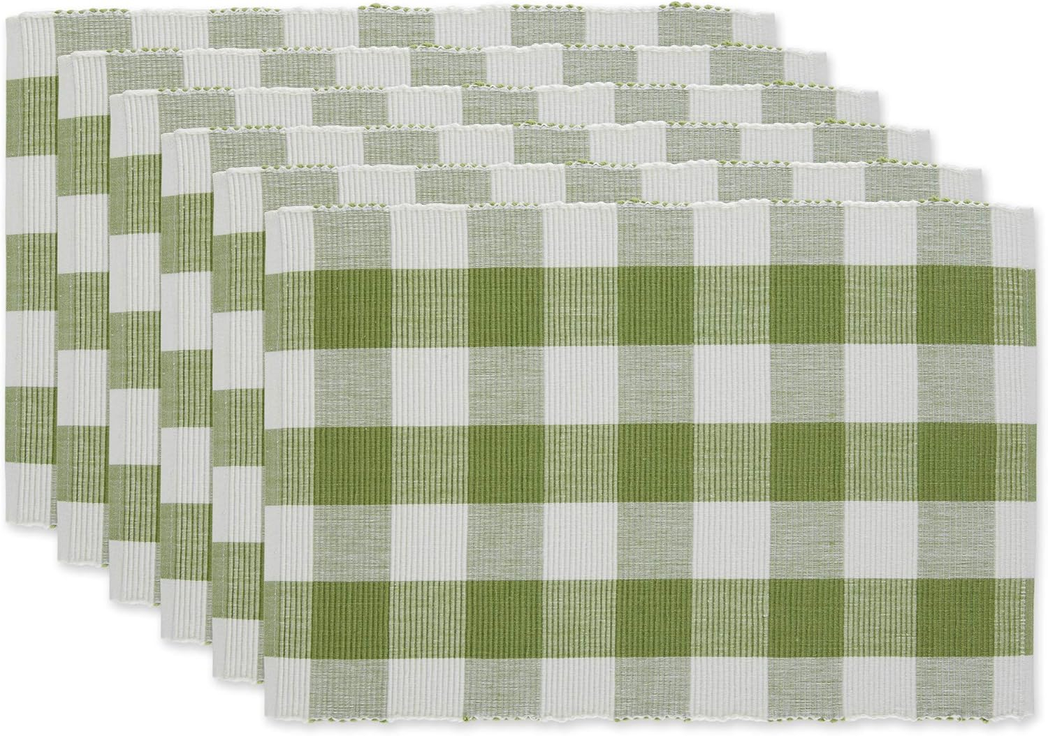 DII Antique Green Buffalo Check Ribbed Placemat (Set of 6)