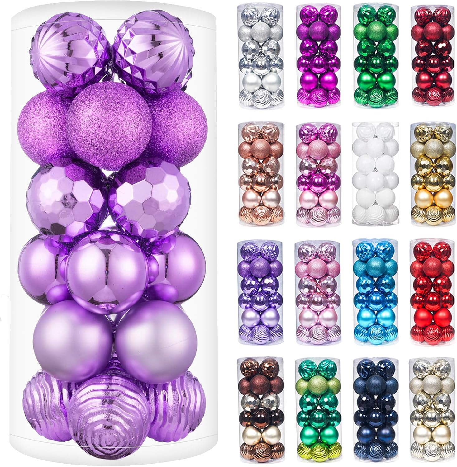 XmasExp 16ct Christmas Balls Ornaments - Shatterproof Large Hanging Ball Decorative Xmas Balls for Halloween Decorations Holiday Wedding Party Xmas Tree Decoration(3.15"/80mm, Light Purple)