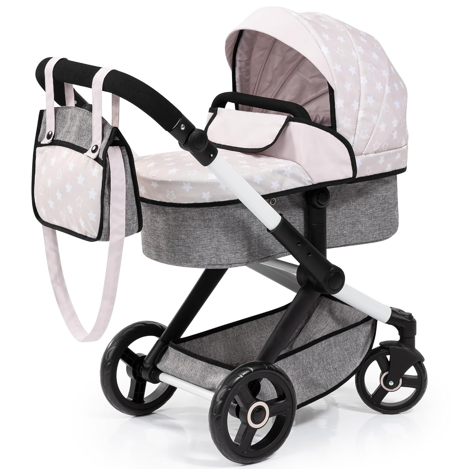 Bayer Design Convertible Doll Strollers Grey and White Stars