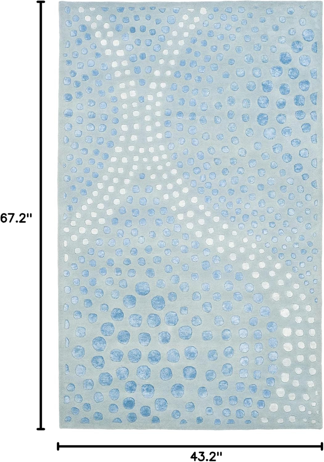 SAFAVIEH Soho Andrew Polka Dots Wool Area Rug, Light Blue, 3'6" x 5'6"