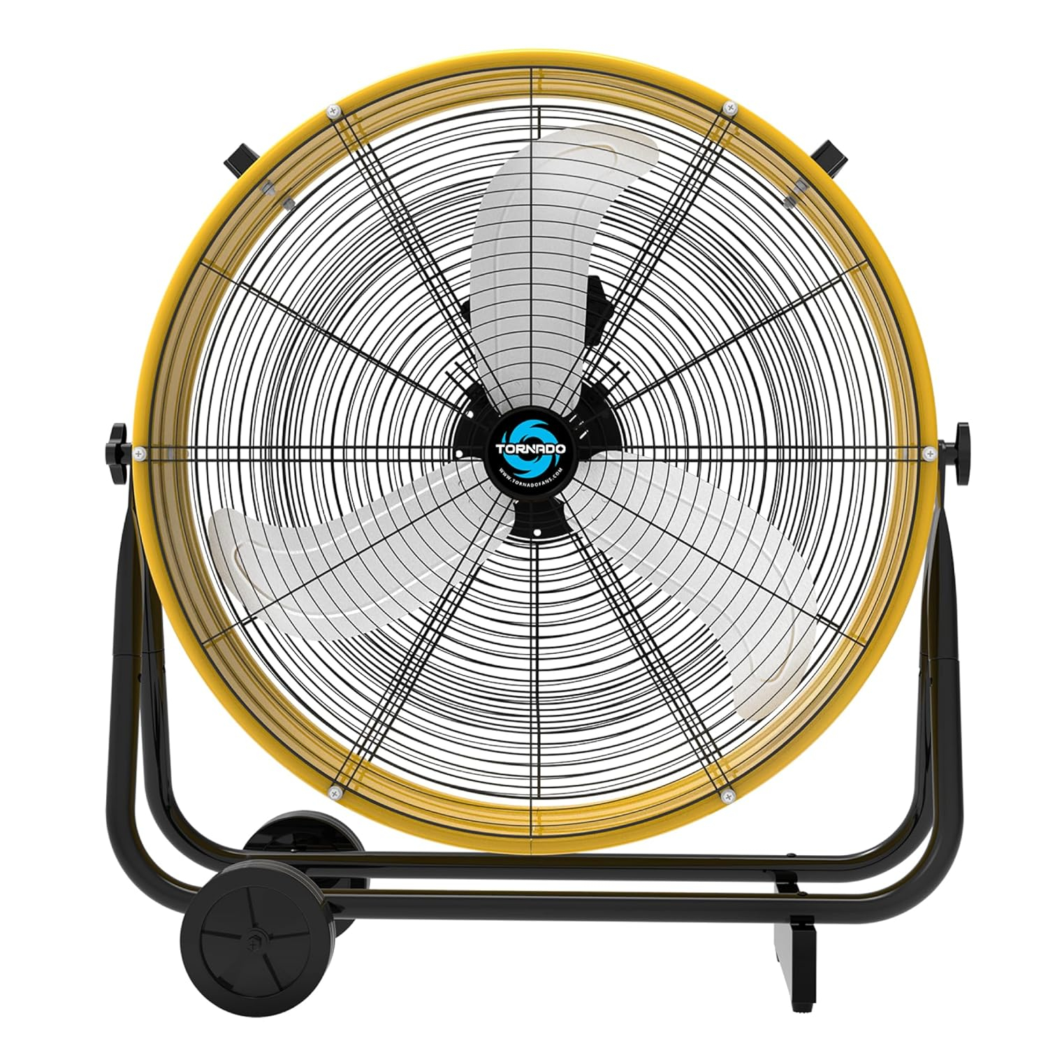 24-Inch Yellow High Velocity Industrial Metal Floor Fan