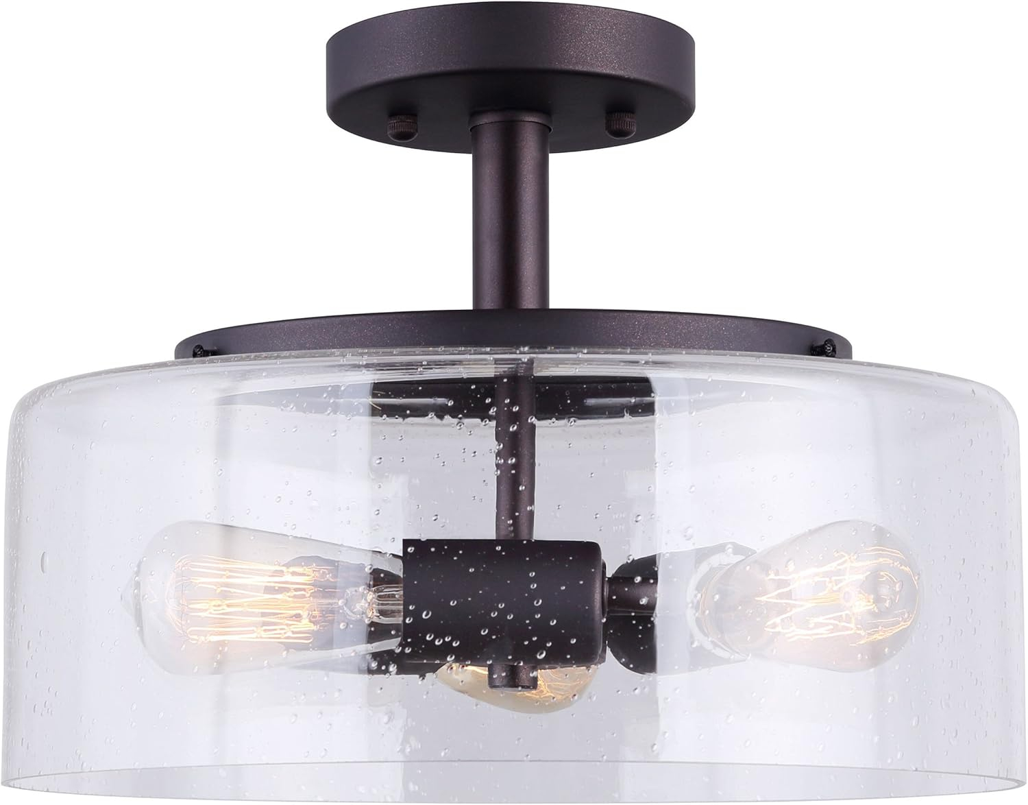 Canarm LTD ISF633A03ORB Nash 3 Bulb Semi-Flush Mount, Oil Rubbed Bronze with Seeded Glass, 3 Light