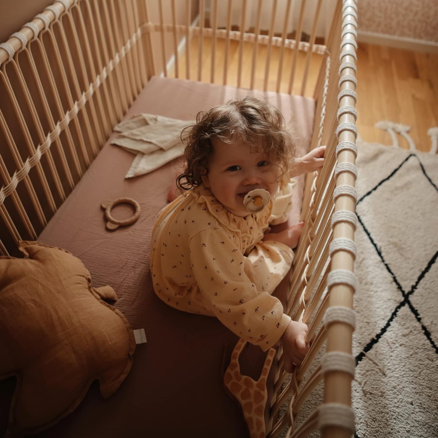 Natural Organic Cotton Muslin Fitted Crib Sheet for Toddlers