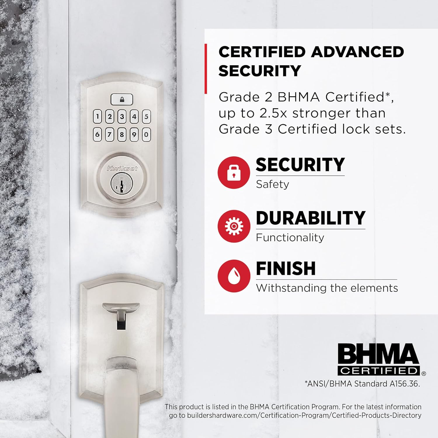 Kwikset SmartCode 260 Keyless Entry Electronic Keypad Deadbolt Door Lock with Auto-Lock, Custom User Codes, Advanced Security in Satin Nickel Traditional