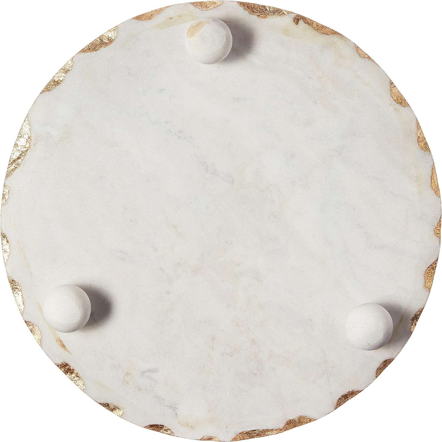 Gold Rimmed White Marble Round Trivet