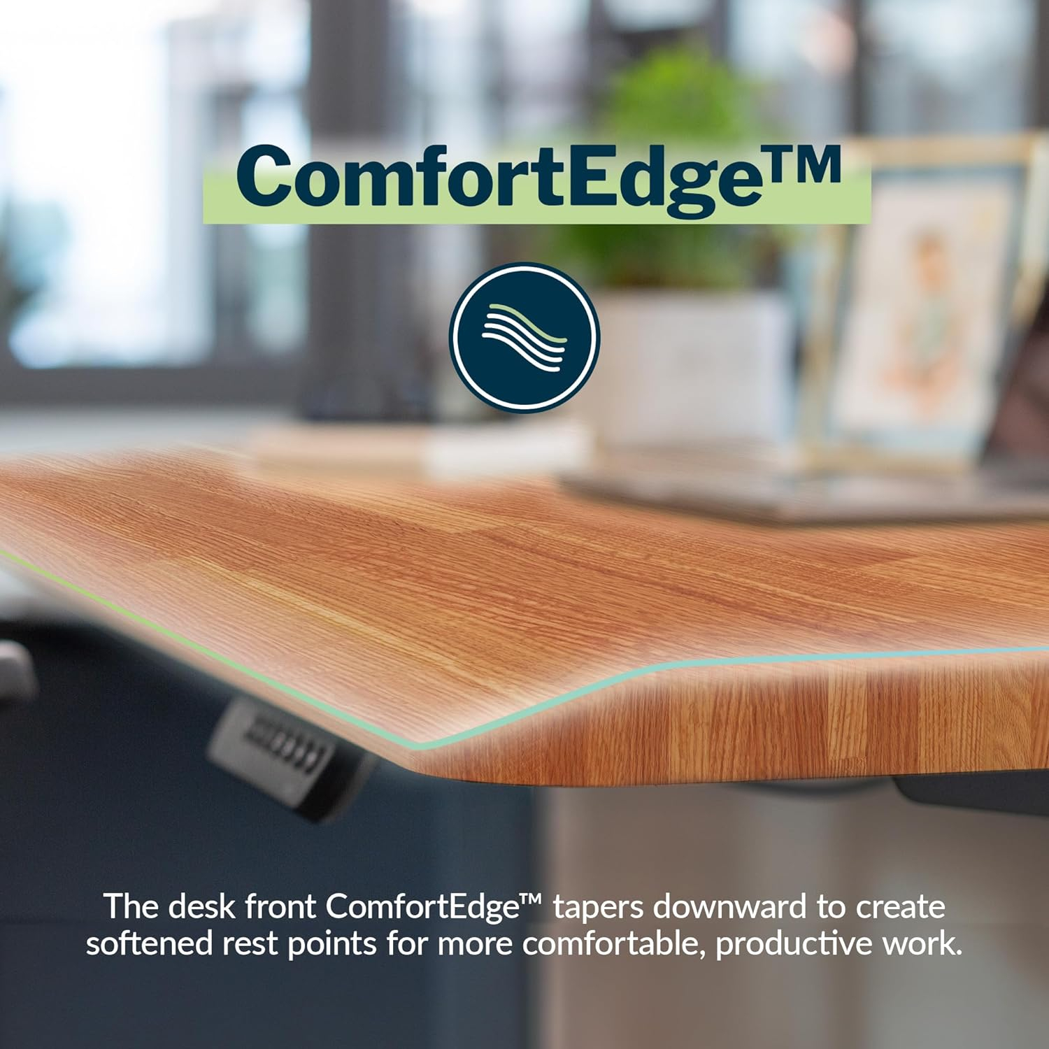 Vari 72x30 ComfortEdge Electric Standing Desk- Varidesk Butcher Block Adjustable Work Desk for Home Office- Sloped Ergonomic Front Edge, Stable T-Style Legs, Easy Assembly- 2 Packages
