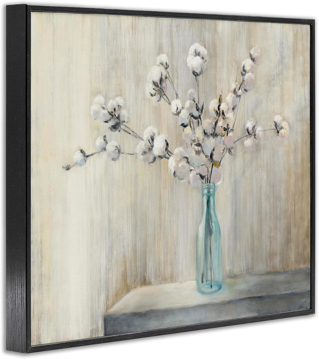 Stupell Industries Beautiful Cotton Flower Grey Brown Painting Framed Giclee Texturized Art by Julia Purinton