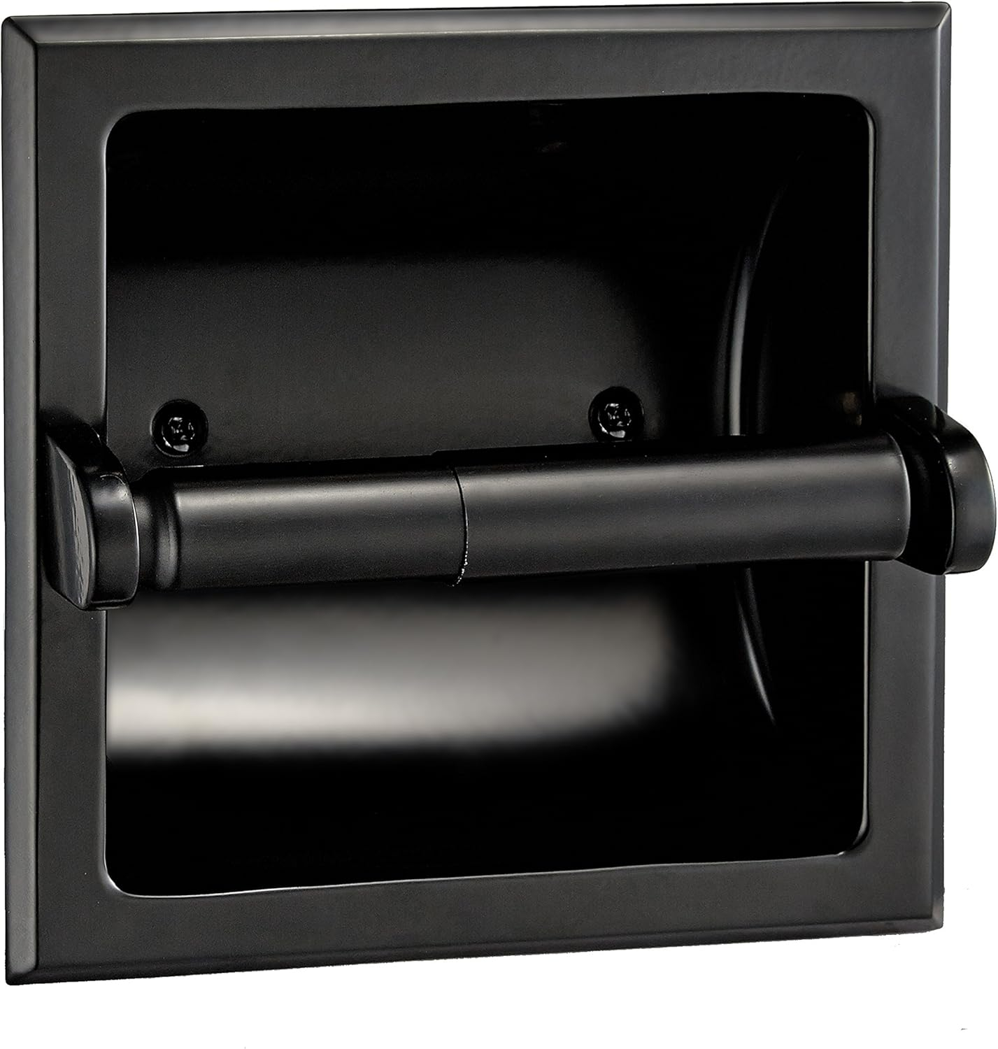 Designers Impressions Black Recessed Toilet/Tissue Paper Holder All Metal Contruction - Mounting Bracket Included