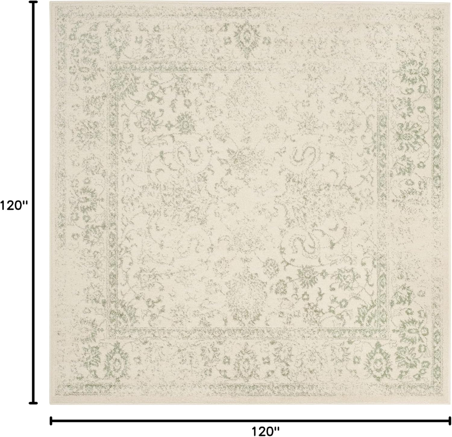 SAFAVIEH Adirondack Wyatt Traditional Area Rug, Ivory/Sage, 10' x 10' Square