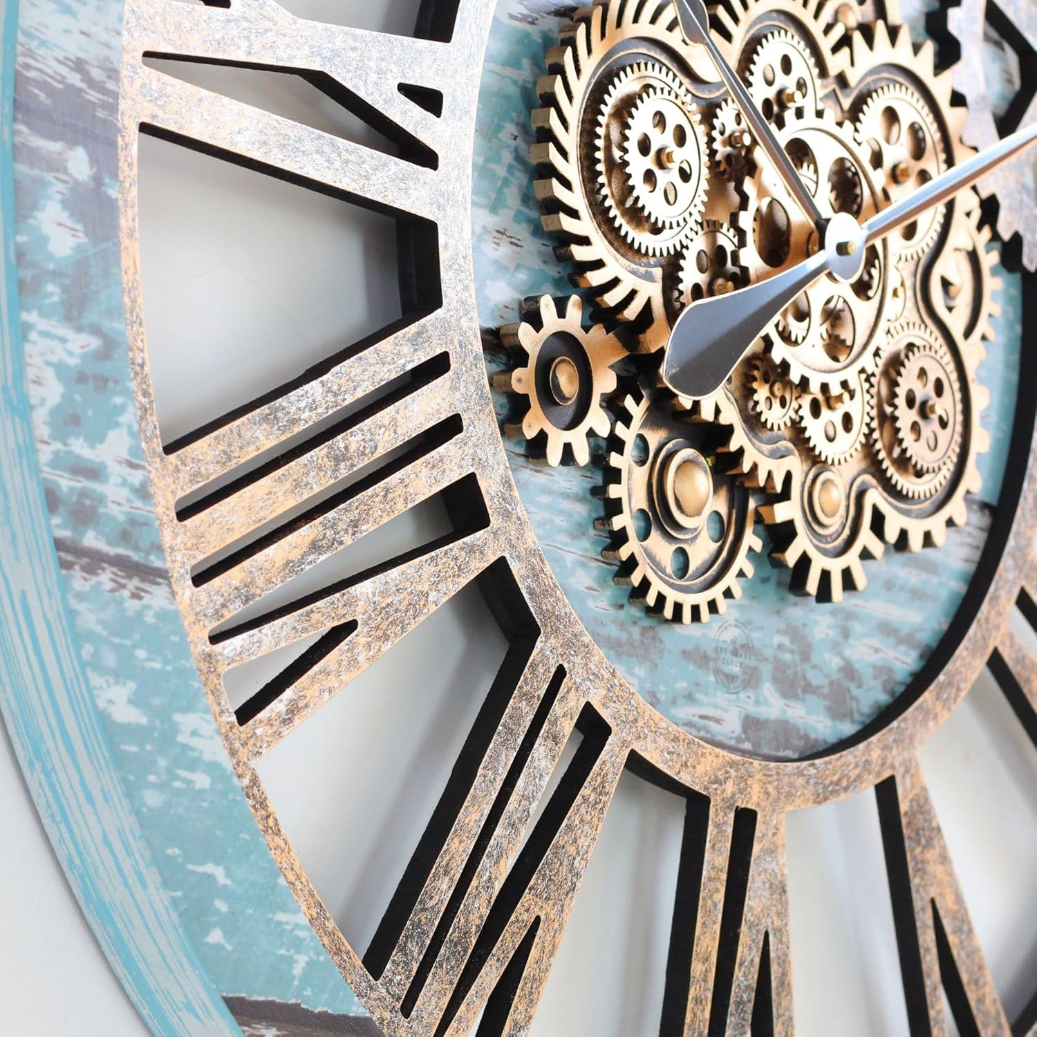THE GEARS CLOCK Wall Clock with Real Moving Gears AM-LI_ 36 in Round Vintage-Black