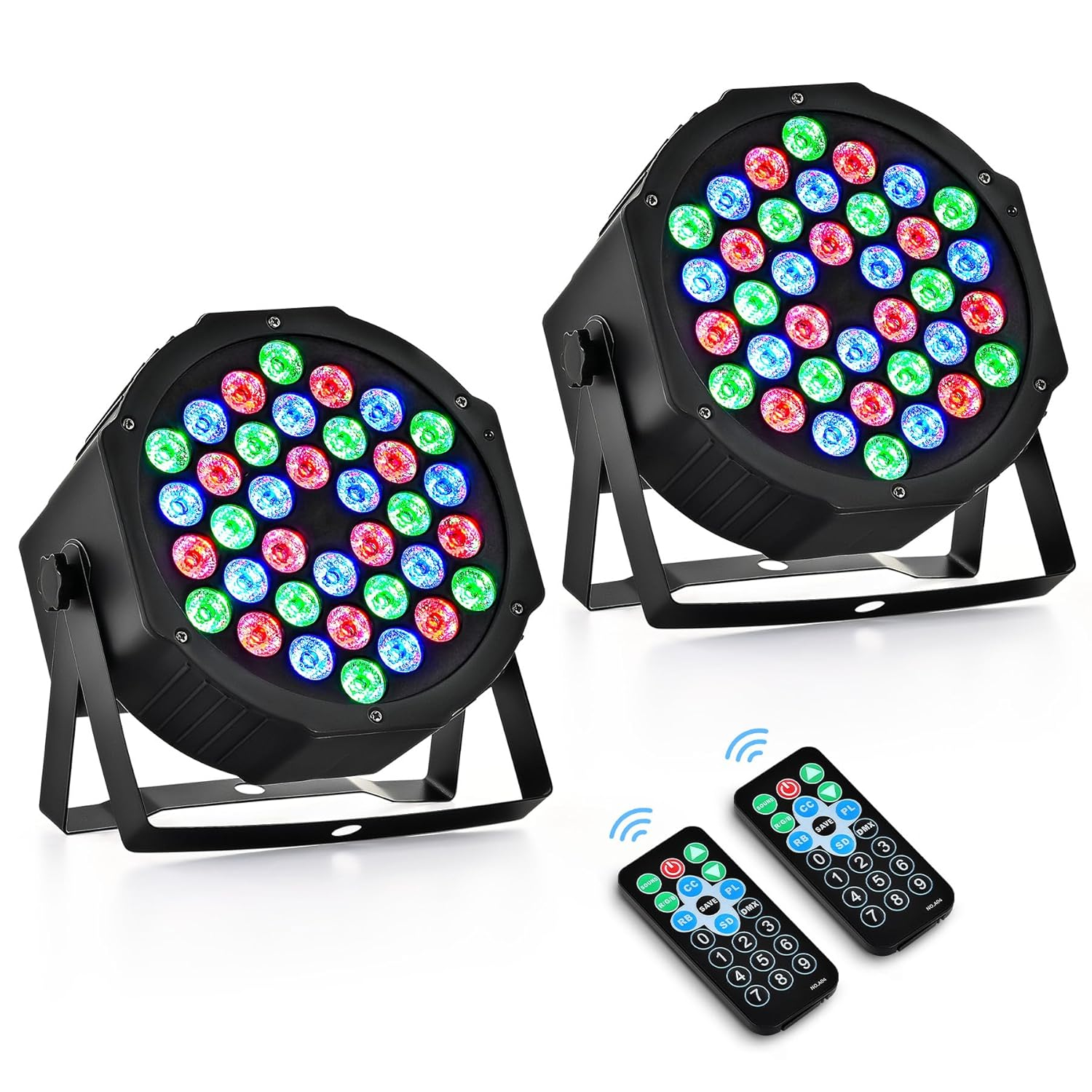 CO-Z Stage Lights 36 RGB LED Par Lights with Sound Activated Remote Control DJ Uplighting for Event Wedding Party Bar Club Music Stage Lighting, 2 Pack