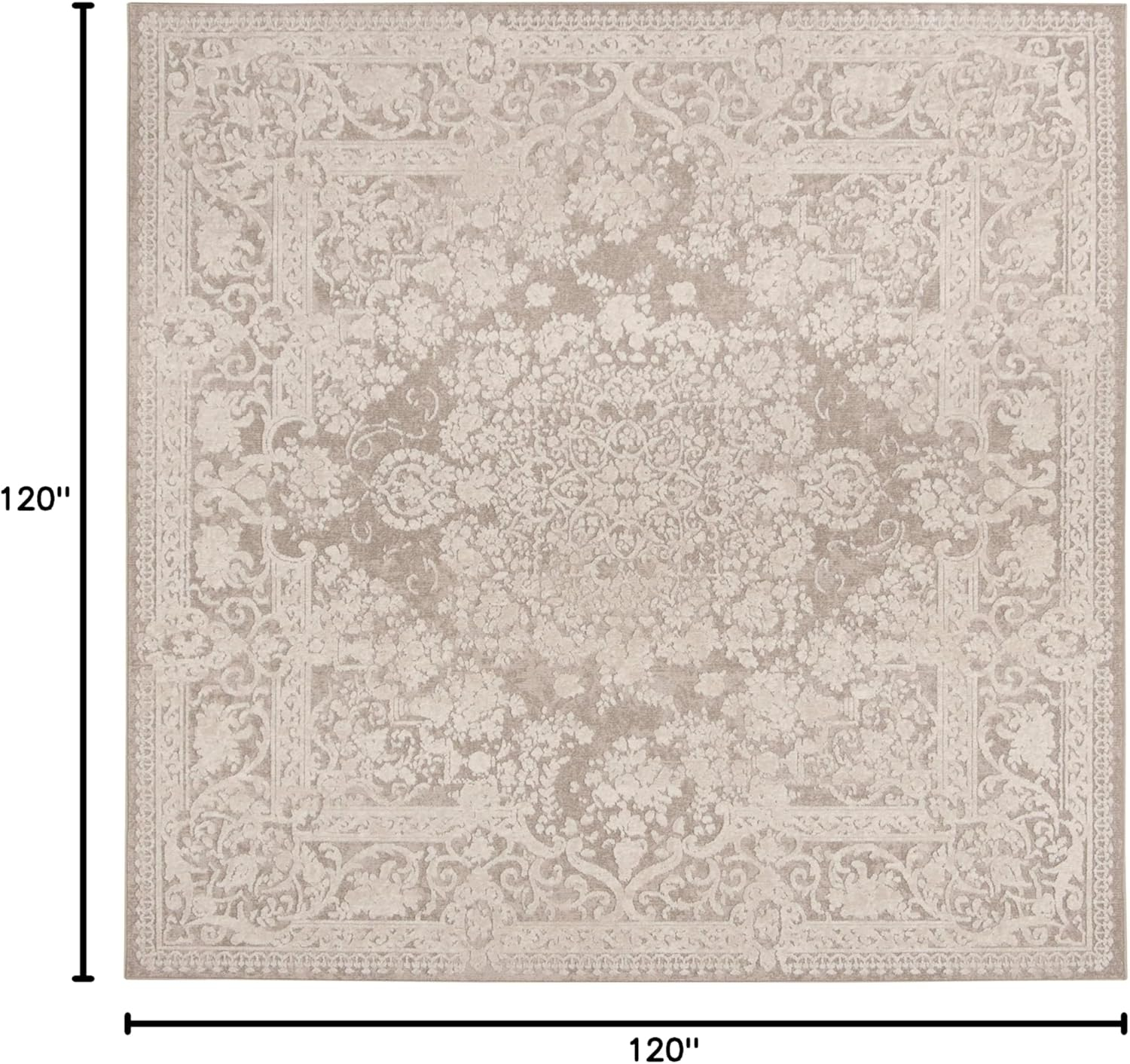 SAFAVIEH Reflection Sophia Traditional Area Rug, Beige/Cream, 10' x 10' Square