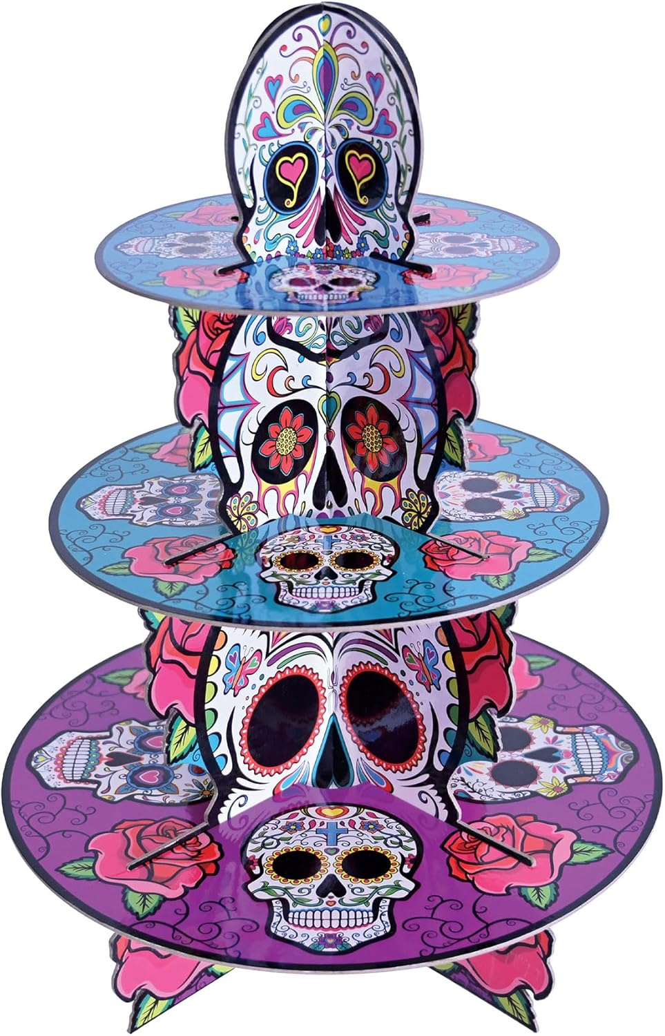 Colorful Day of the Dead 3-Tier Cupcake Stand