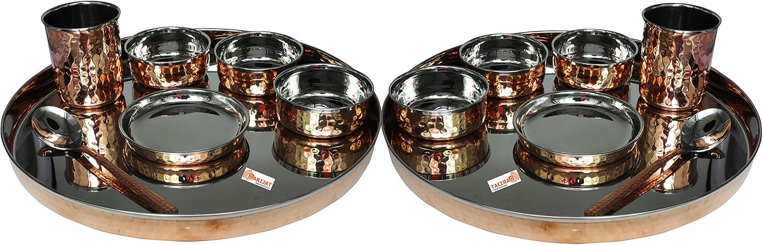 28-Piece Copper and Stainless Steel Round Dinnerware Set