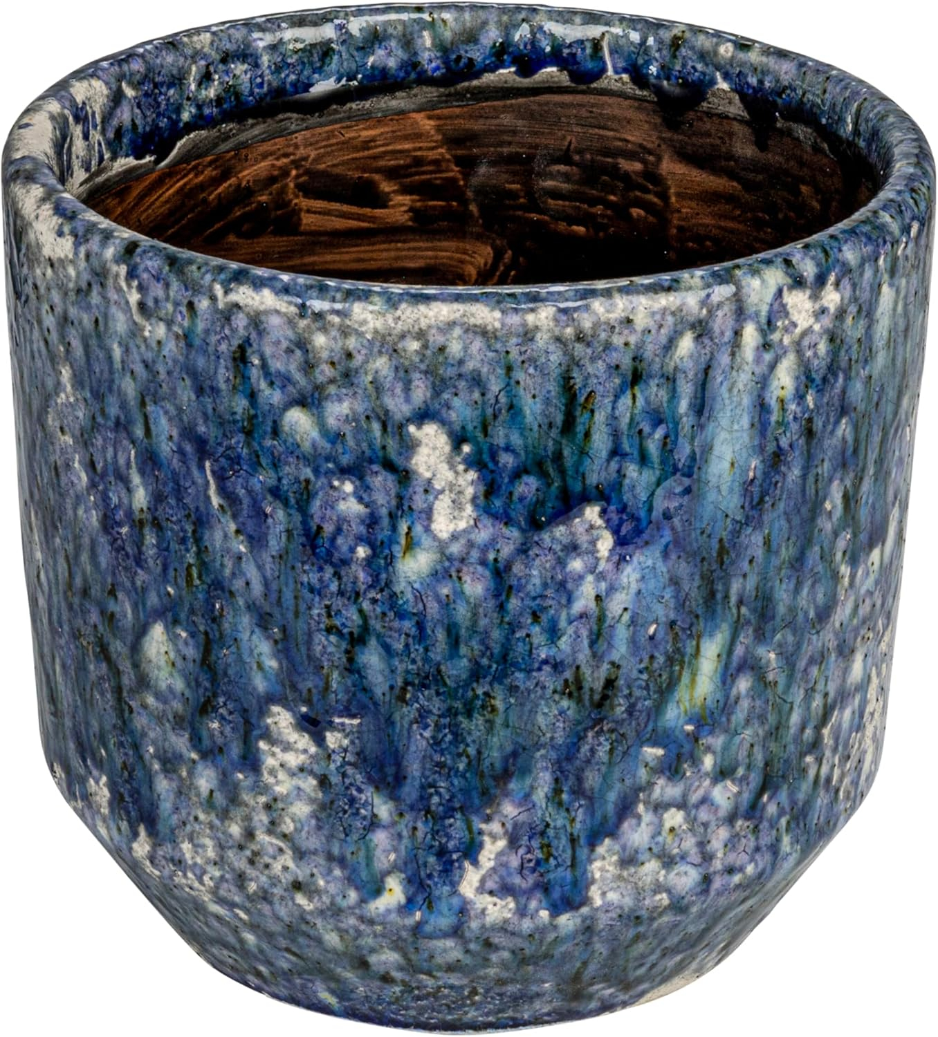Bloomingville Large Decorative Terra-cotta Planter with Crackle Glaze, Blue