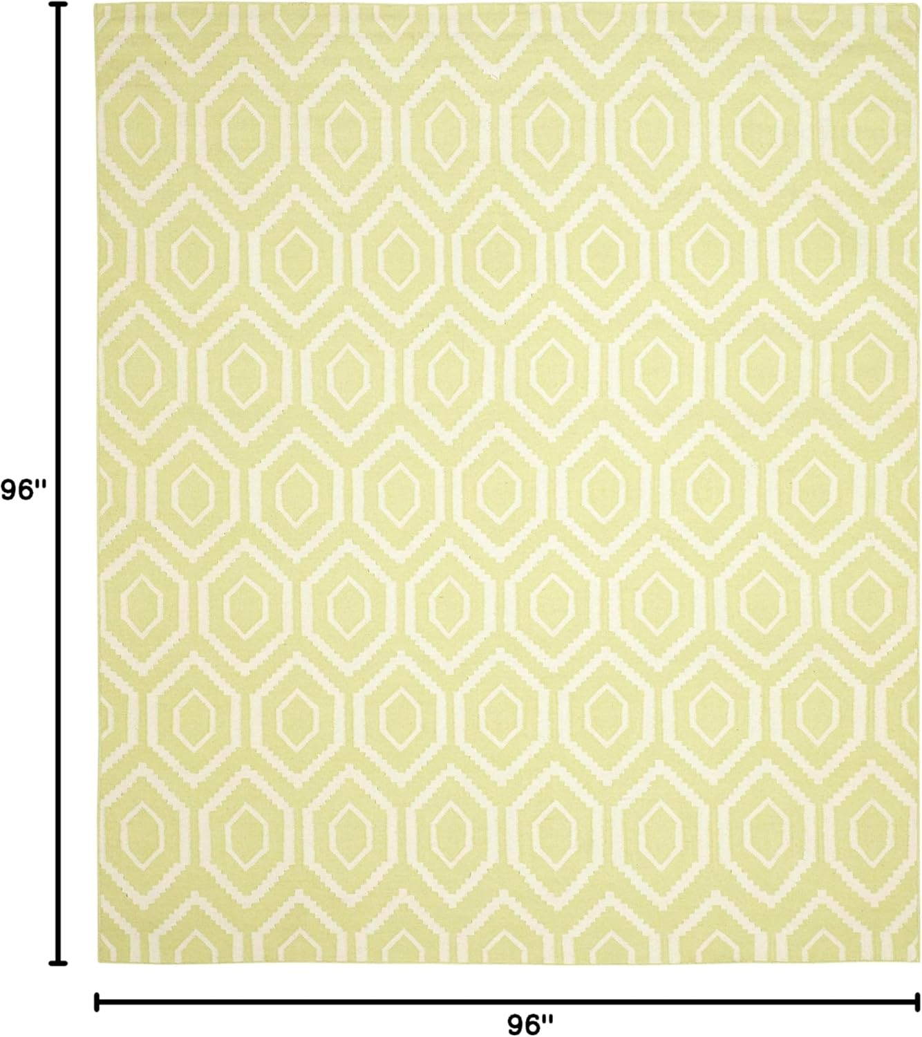 SAFAVIEH Dhurries Collection Area Rug - 8' Square, Green & Ivory, Handmade Flat Weave Wool, Ideal for High Traffic Areas in Living Room, Bedroom (DHU556A)