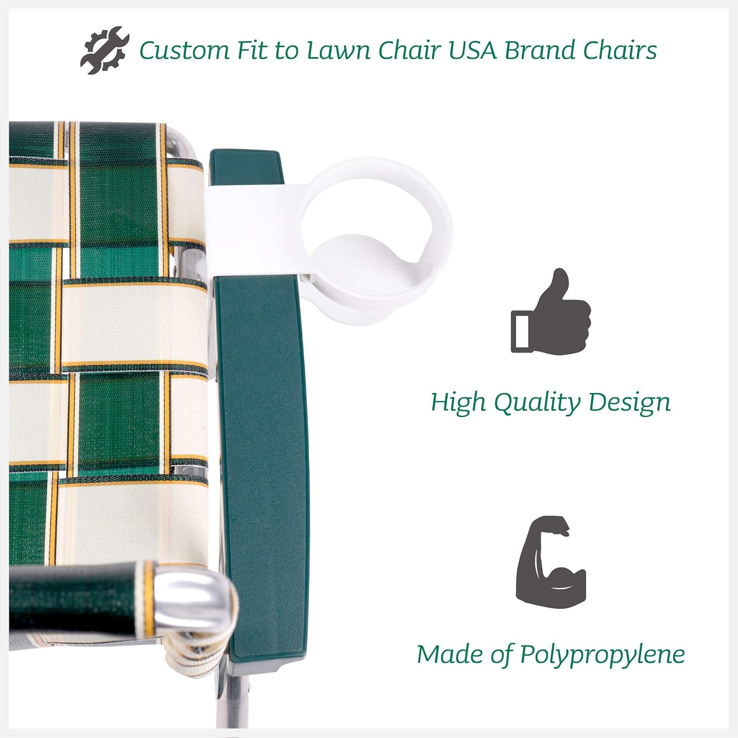 Lawn Chair USA White Cup Holder Attachment Enhance Your Outdoor Relaxation Experience