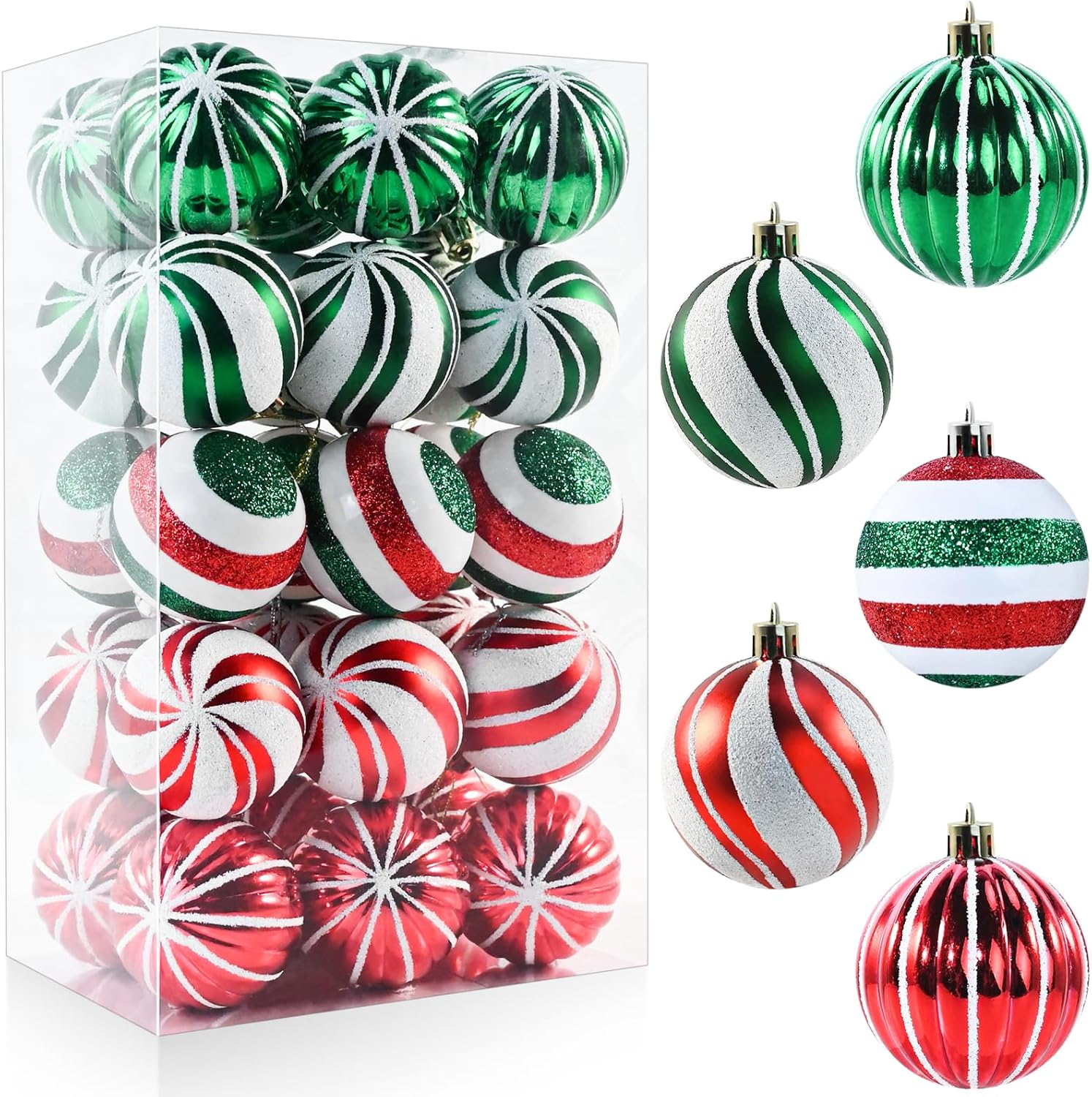 30PCS Christmas Balls Ornaments Set, Shatterproof Holiday Festive Wedding Seasonal Hanging Ornaments Christmas Tree Decoration