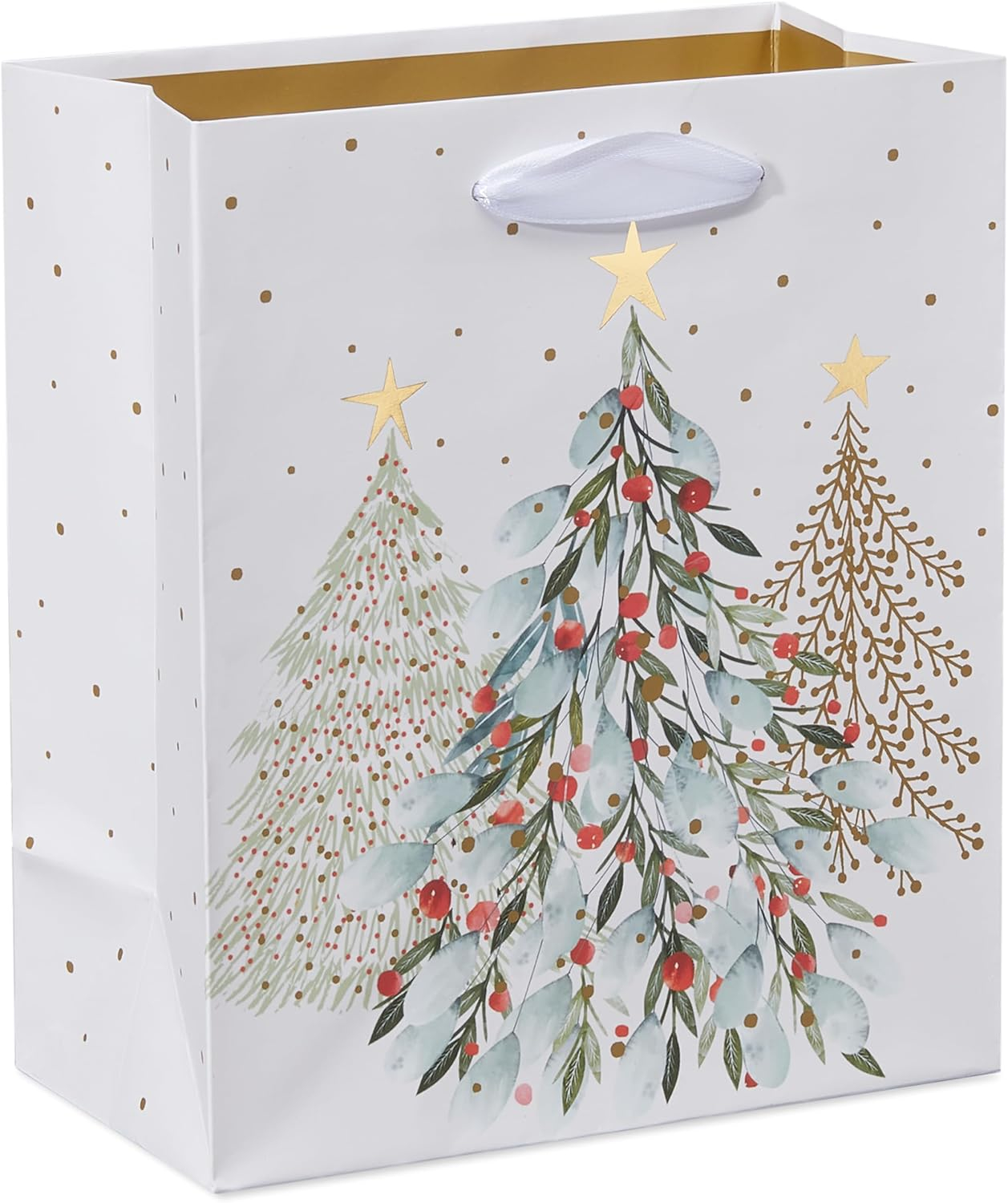 American Greetings Small Christmas Gift Bags, Gold and Silver Patterns (5 Bags)