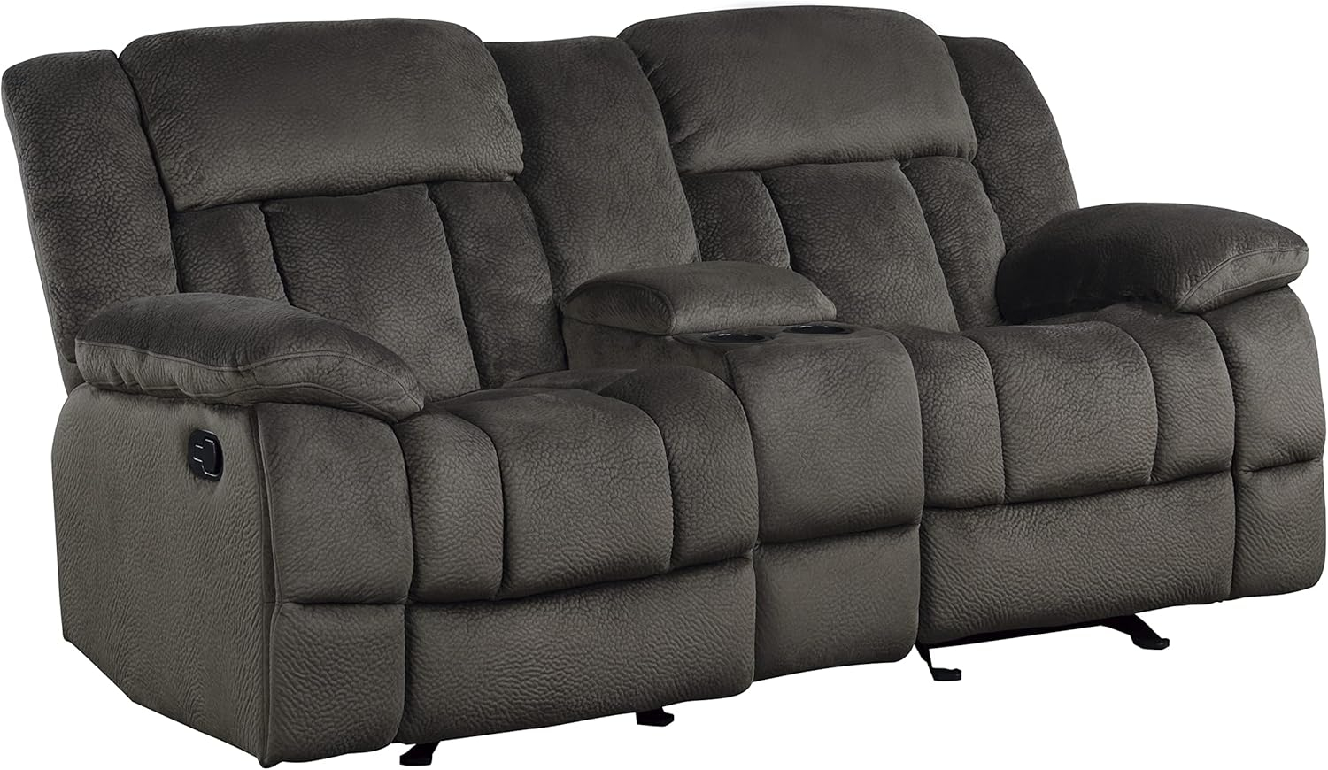 Chocolate Microfiber Reclining Loveseat with Cup Holder