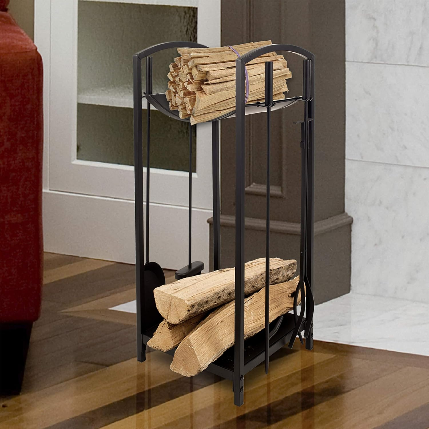 Pleasant Hearth FA011TL Steel Fireplace Tools and Log Bin
