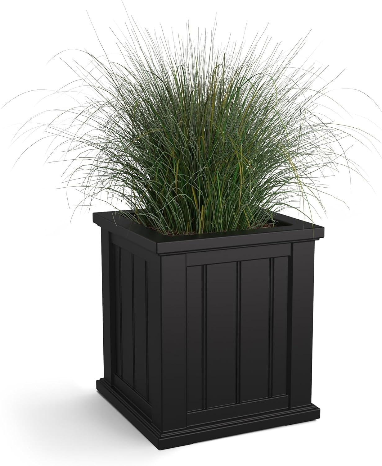 Mayne Cape Cod 16" x 16" x 18" Square Black Self-Watering Polyethylene Planter