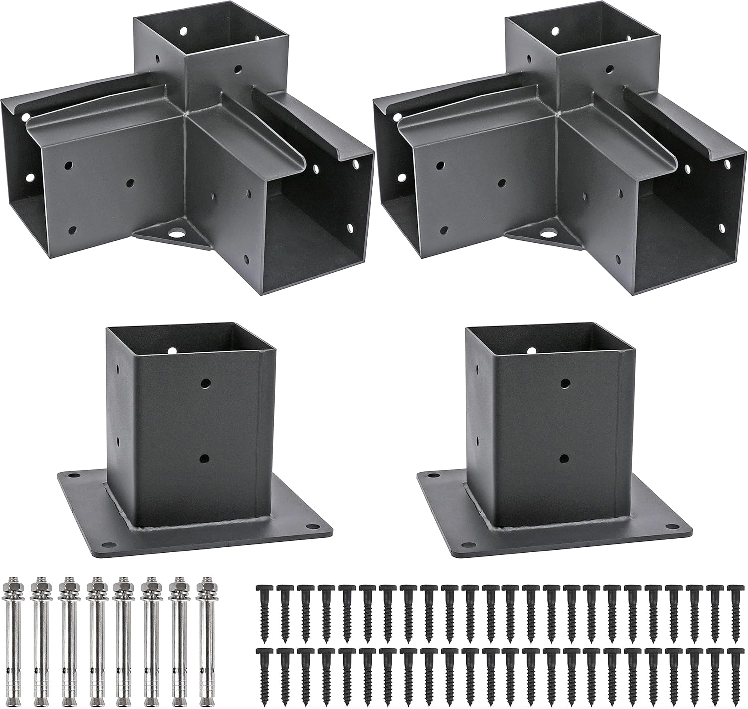 Pergola Brackets Stainless Steel Pergola Kit 3-Way Right Corner Bracket with Flange Anchors for 4"x 4" (Actual 3.5" X 3.5") Lumber, 2pack