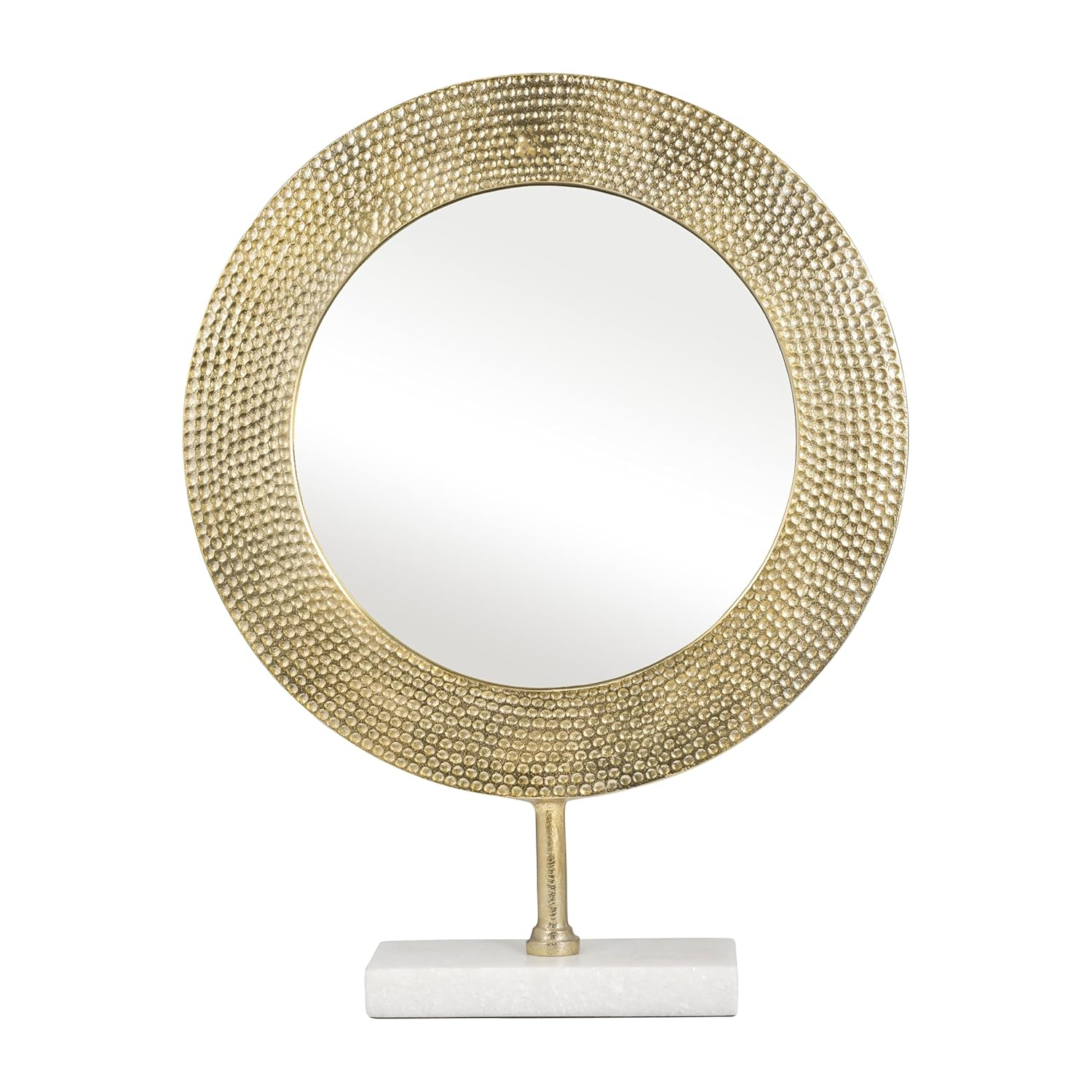 Sagebrook Home Metal 21" Hammered Mirror On Stand, Gold