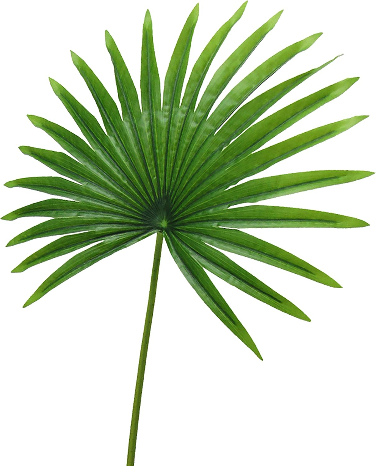Set of 3 Green Plastic Artificial Palm Leaf Stems, 32 inches