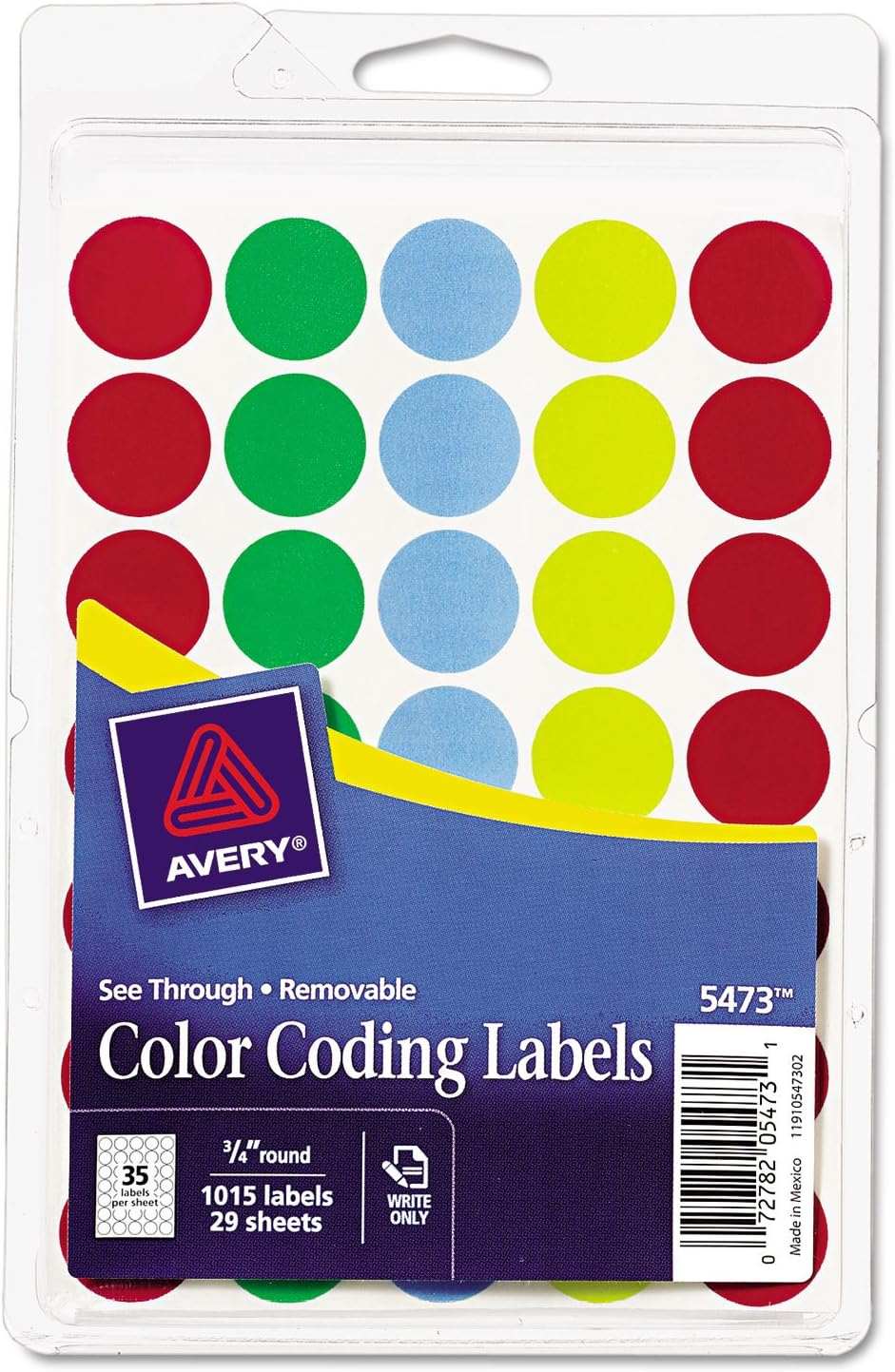 Assorted Color 3/4" Round Removable See-Through Dot Stickers