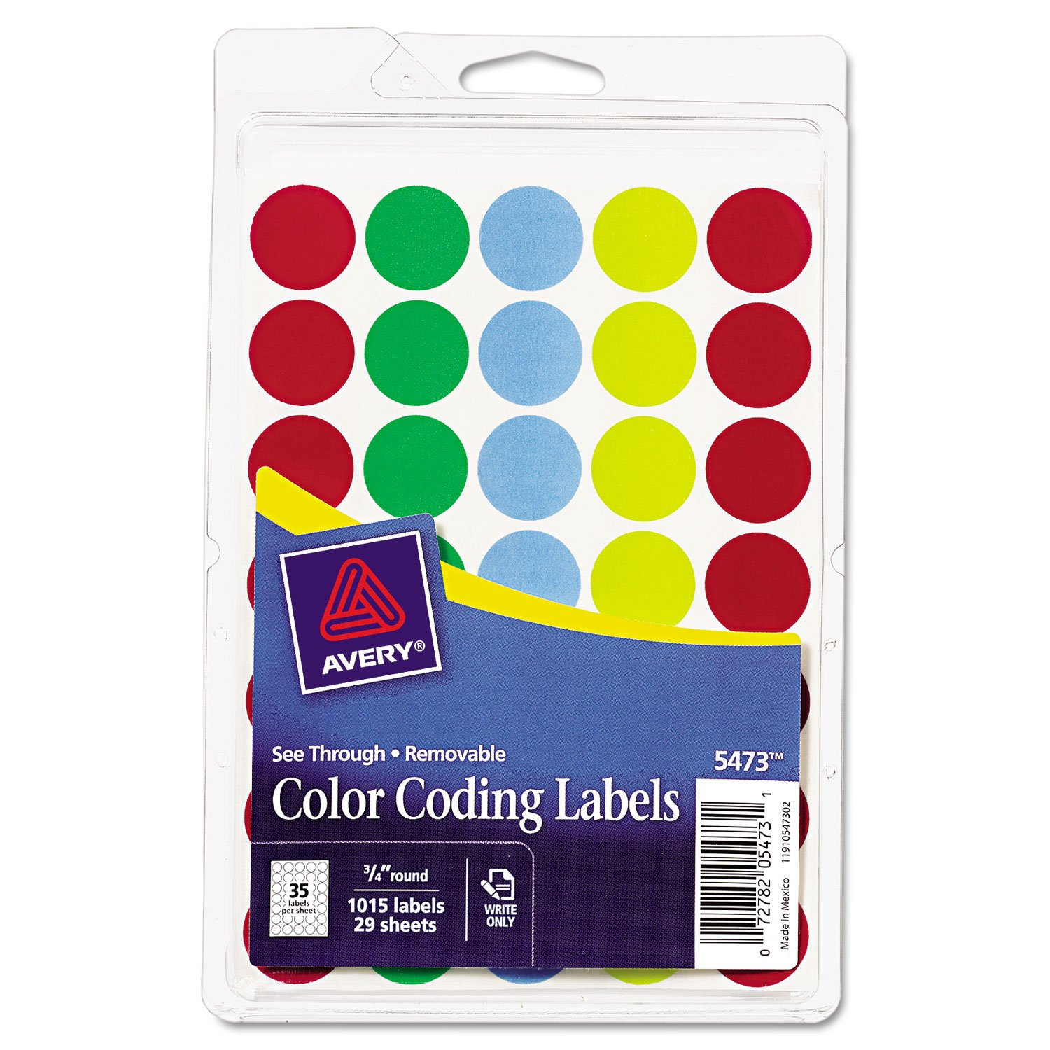 Assorted Color 3/4" Round Removable See-Through Dot Stickers