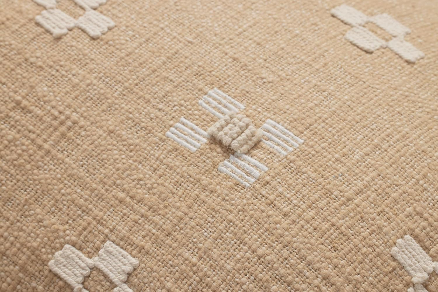 Natural Embroidered Cotton Lumbar Pillow Cover 13" x 21"