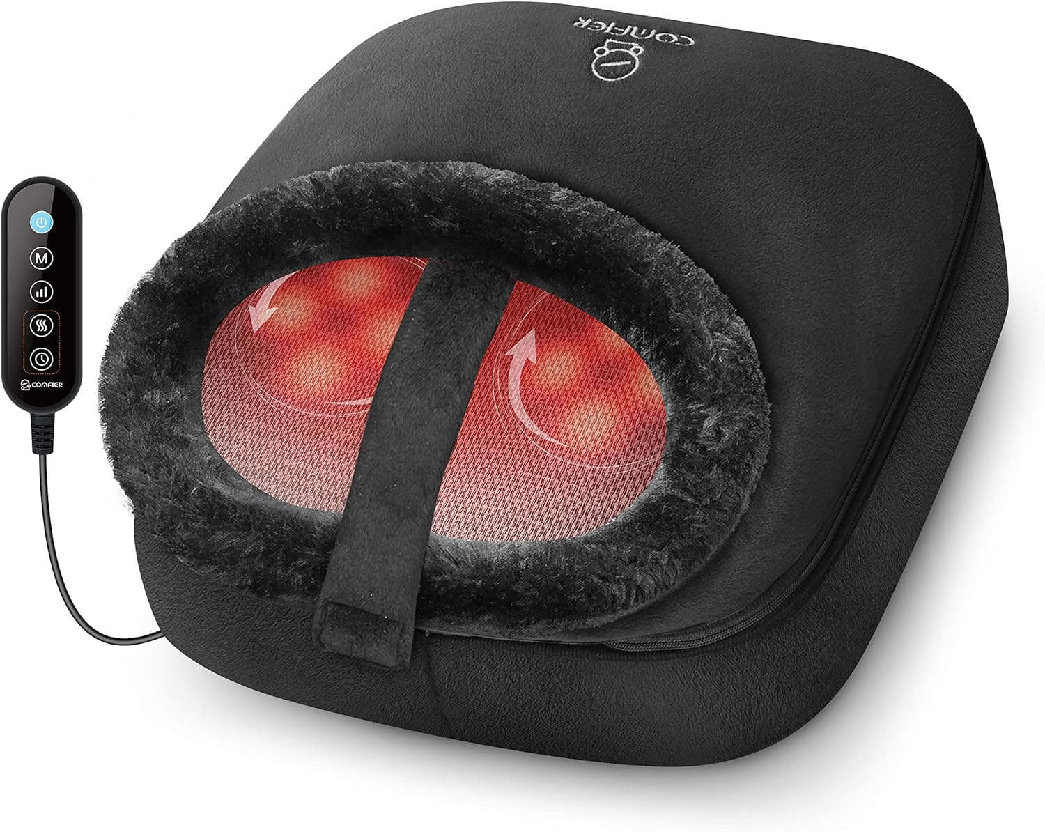 COMFIER Foot Warmer Massager,Gifts for Women,Men,Shiatsu Foot Massager with Heat, Electric Heating Pad for Back Feet,Back Massager for Pain Relief(Black)