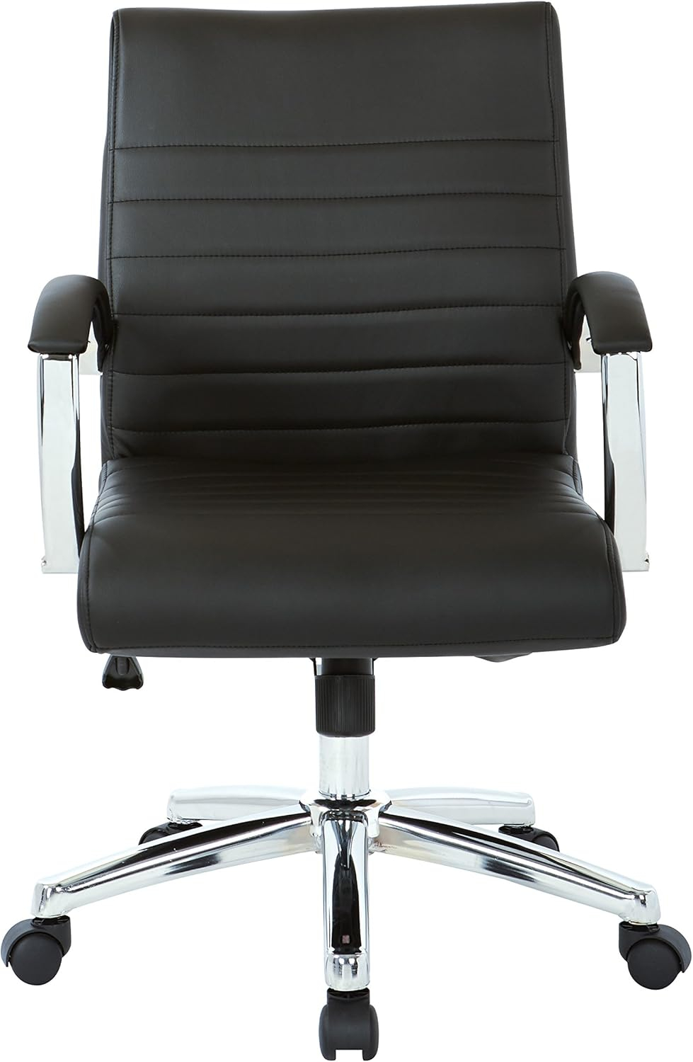 Executive Low Back Chair in Black Faux Leather with Chrome Arms and Base K/D