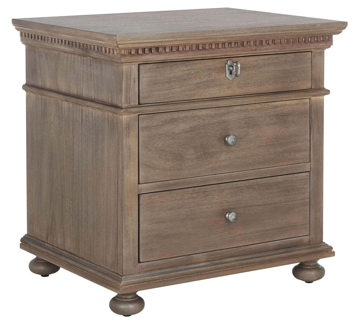 SAFAVIEH Couture Home Collection Allisyn Light Brown 3-Drawer Wood Nightstand Table (Fully Assembled)