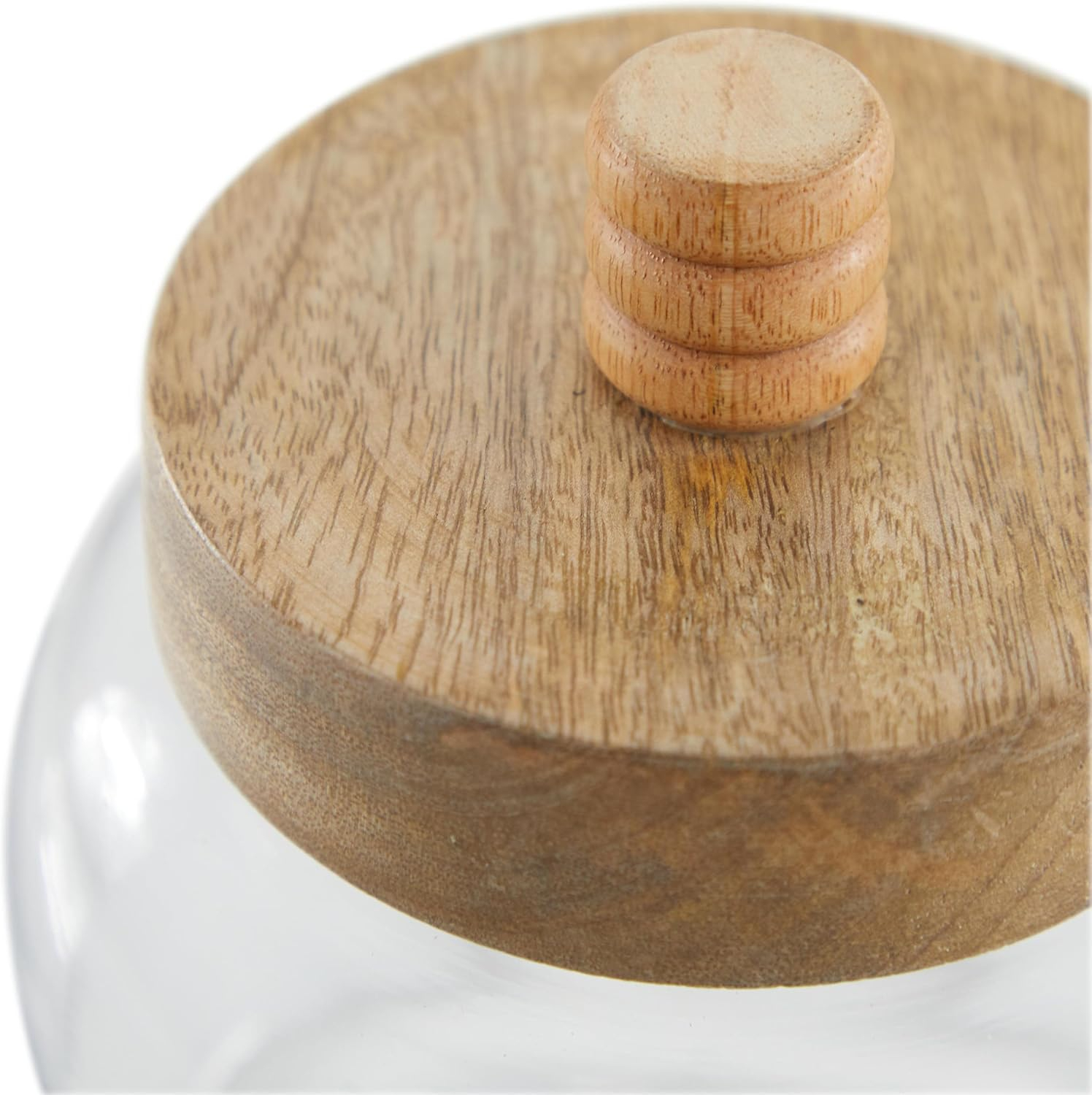 DecMode 5" x 6" Clear Glass Canisters with Wood Lids, 2-Pieces