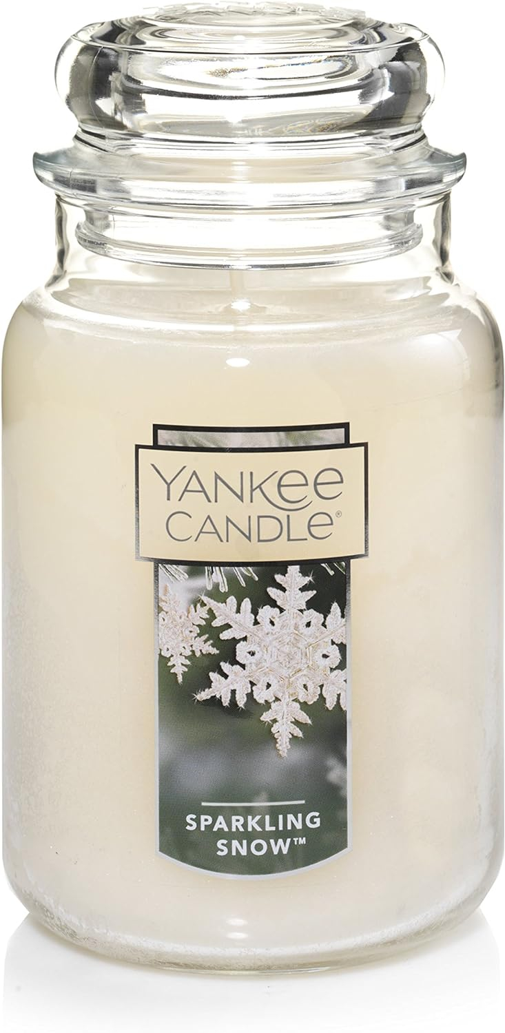 Yankee Candle Sparkling Snow Scented, Classic 22oz Large Jar Single Wick Candle, Over 110 Hours of Burn Time , Holiday Gifts for All Sparkling Snow Classic Large Jar