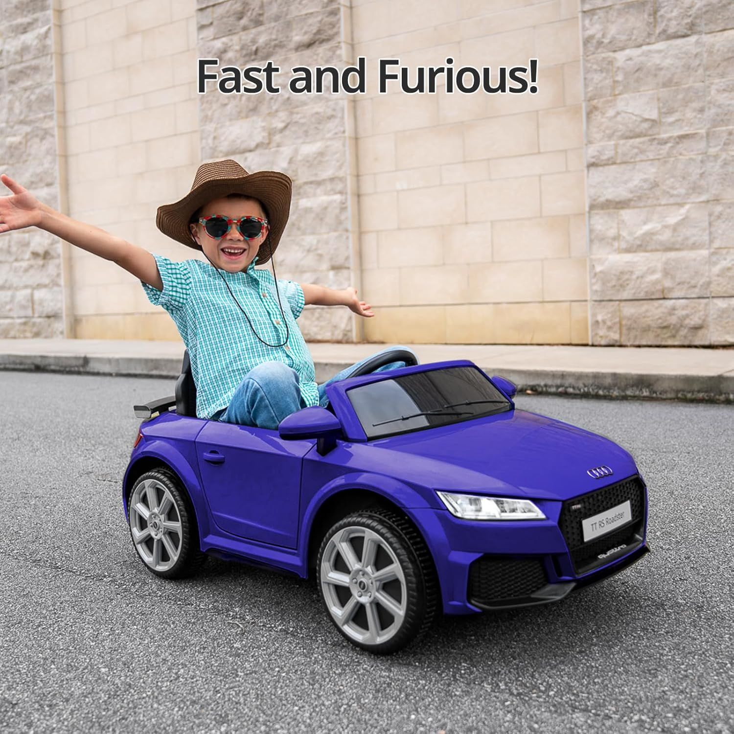 Hikiddo Electric Ride on Car for Kids, Licensed Audi 12V 7Ah Kids Ride-on Toy for Toddlers 2-5 Girl with Remote, Bluetooth - Red