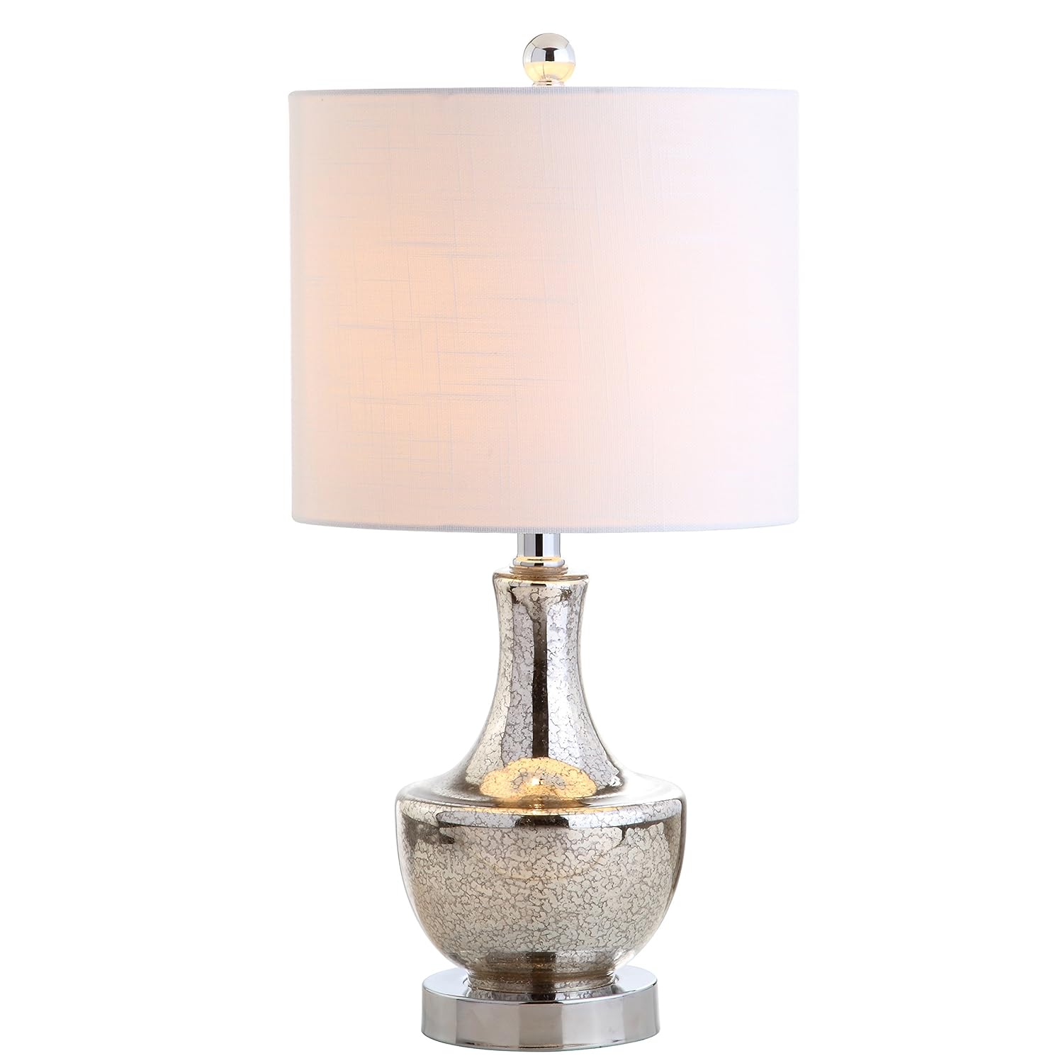 JONATHAN  Y Colette Mini Glass Transitional/Glam 20-in Silver LED Incandescent Rotary socket Table Lamp with Linen Shade