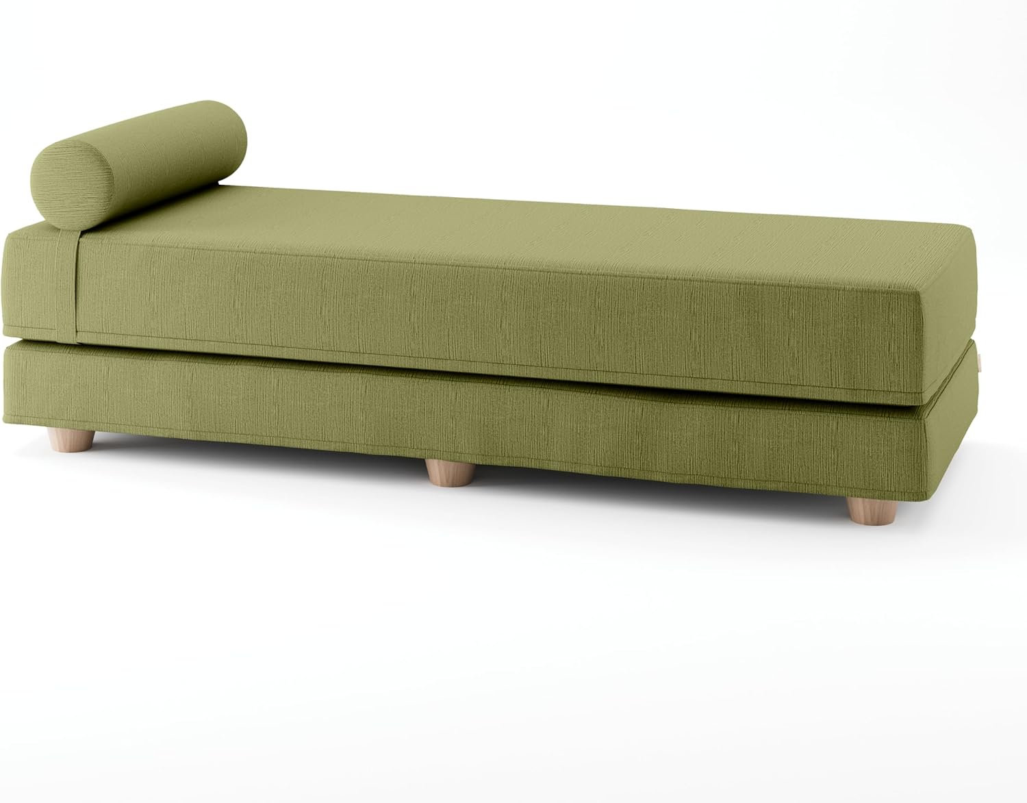 Jaxx Alon Daybed - Fold-Out Sleeper Chaise with Premium Memory Foam Queen-Size Mattress - Made in The USA - Moss