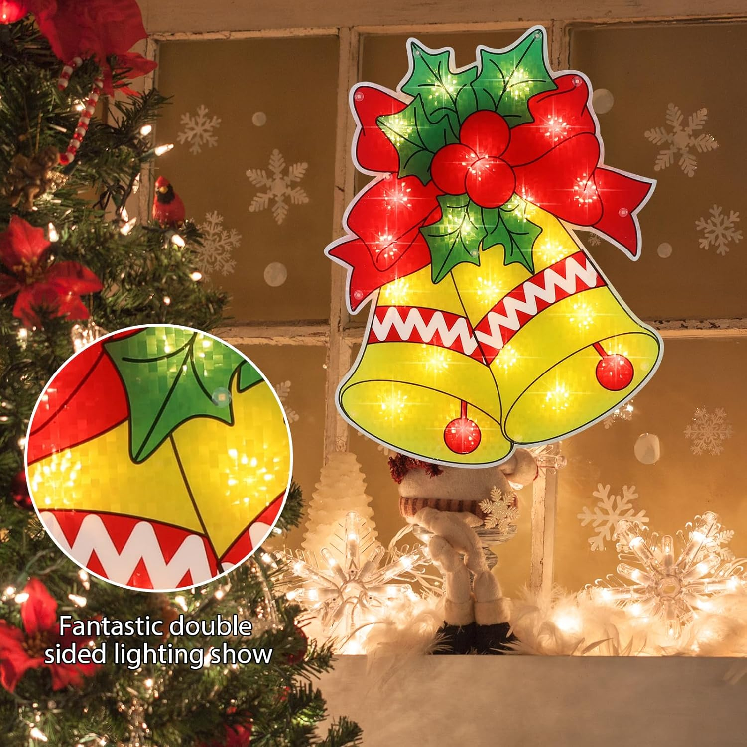 17" Multicolor Bell Christmas Window Silhouette Lights