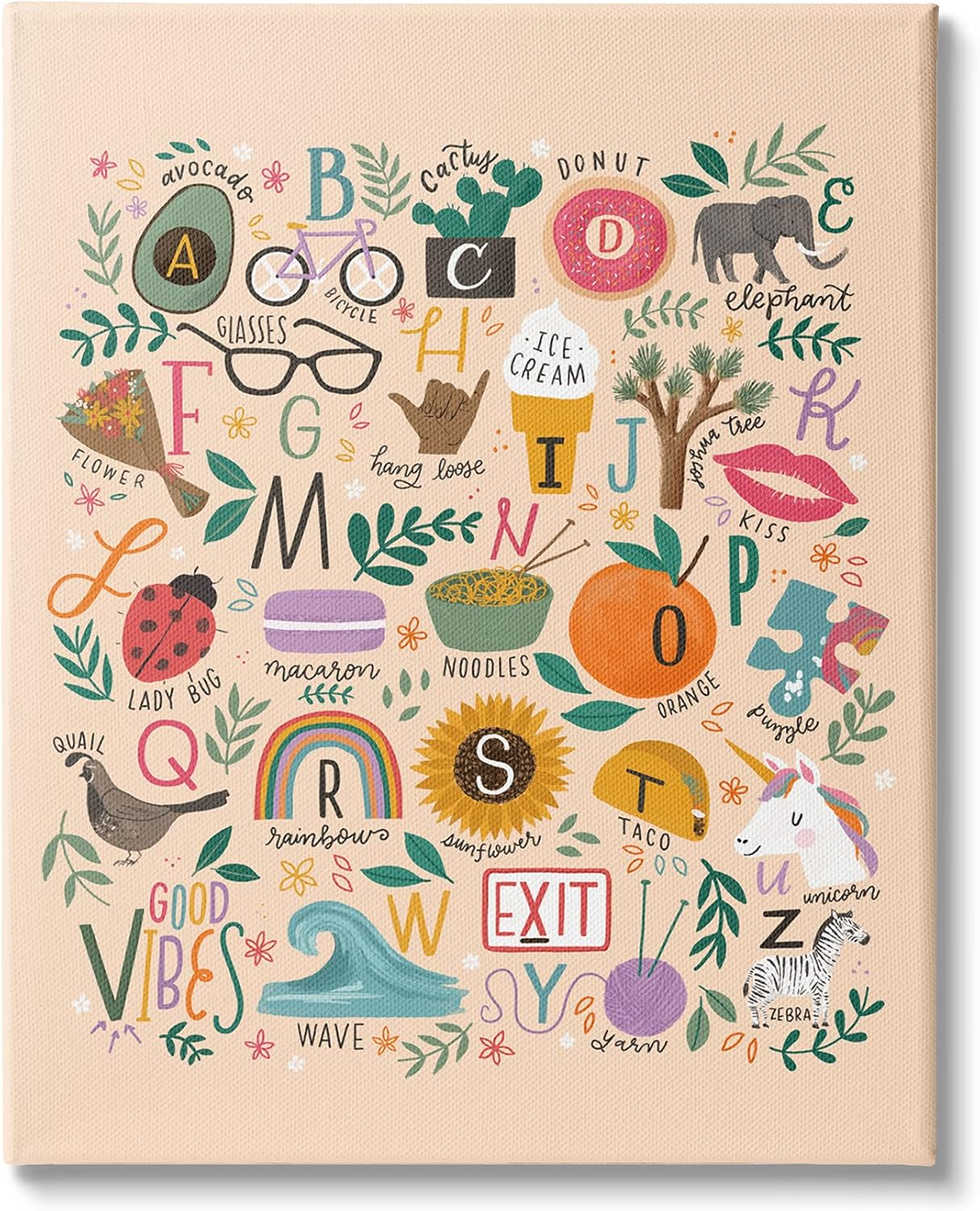 Stupell Industries Whimsical Kid's Alphabet Playful ABC Illustrations Everyday Items, 16 x 20, Design by Loni Harris