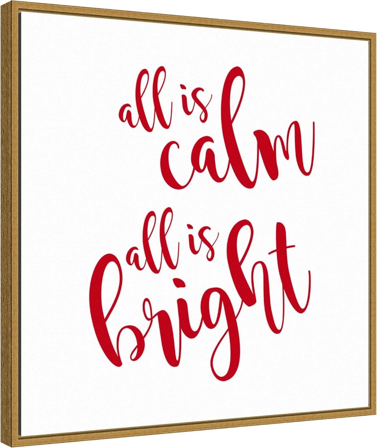 Amanti Art Framed Canvas Wall Art 22x22 All is Calm Script Red Portfolio, Framed Wall Art Canvas, Typography Artwork, Modern Contemporary Decor, Medium Painting for Living Room, Bedroom